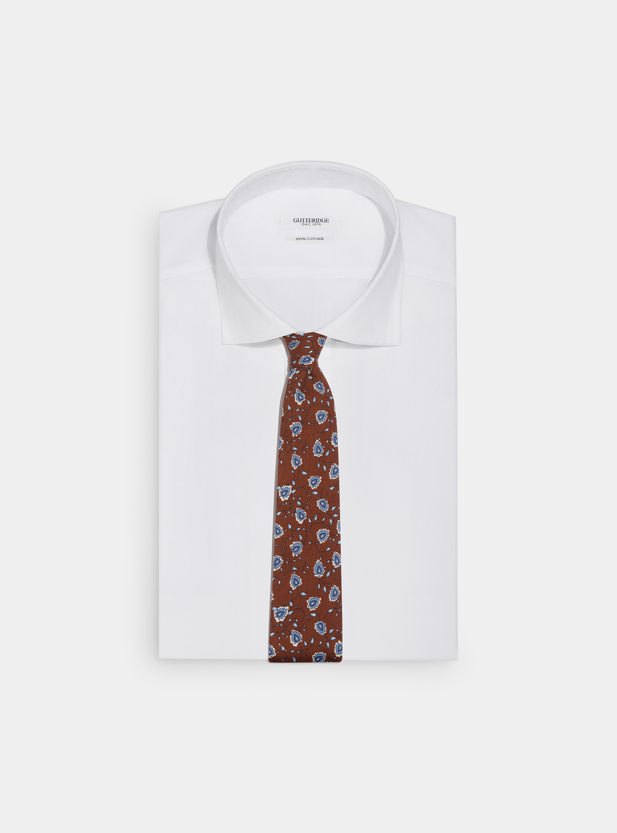 Cravatta fiori 100% lana, TABACCO