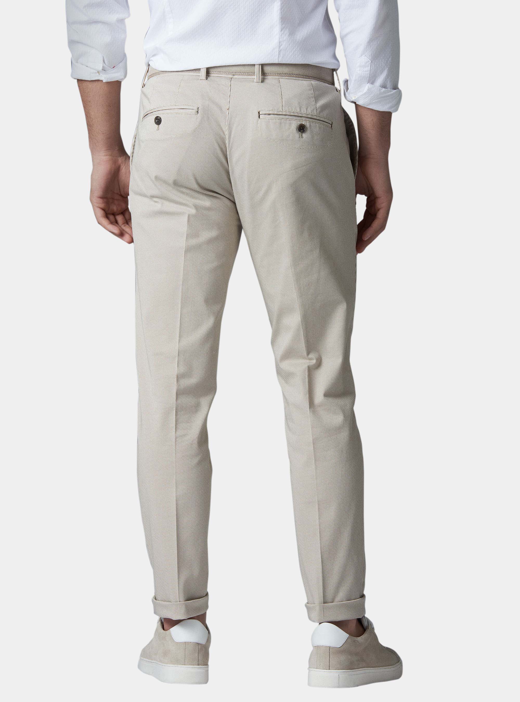 Pantaloni in cotone stretch, ECRU