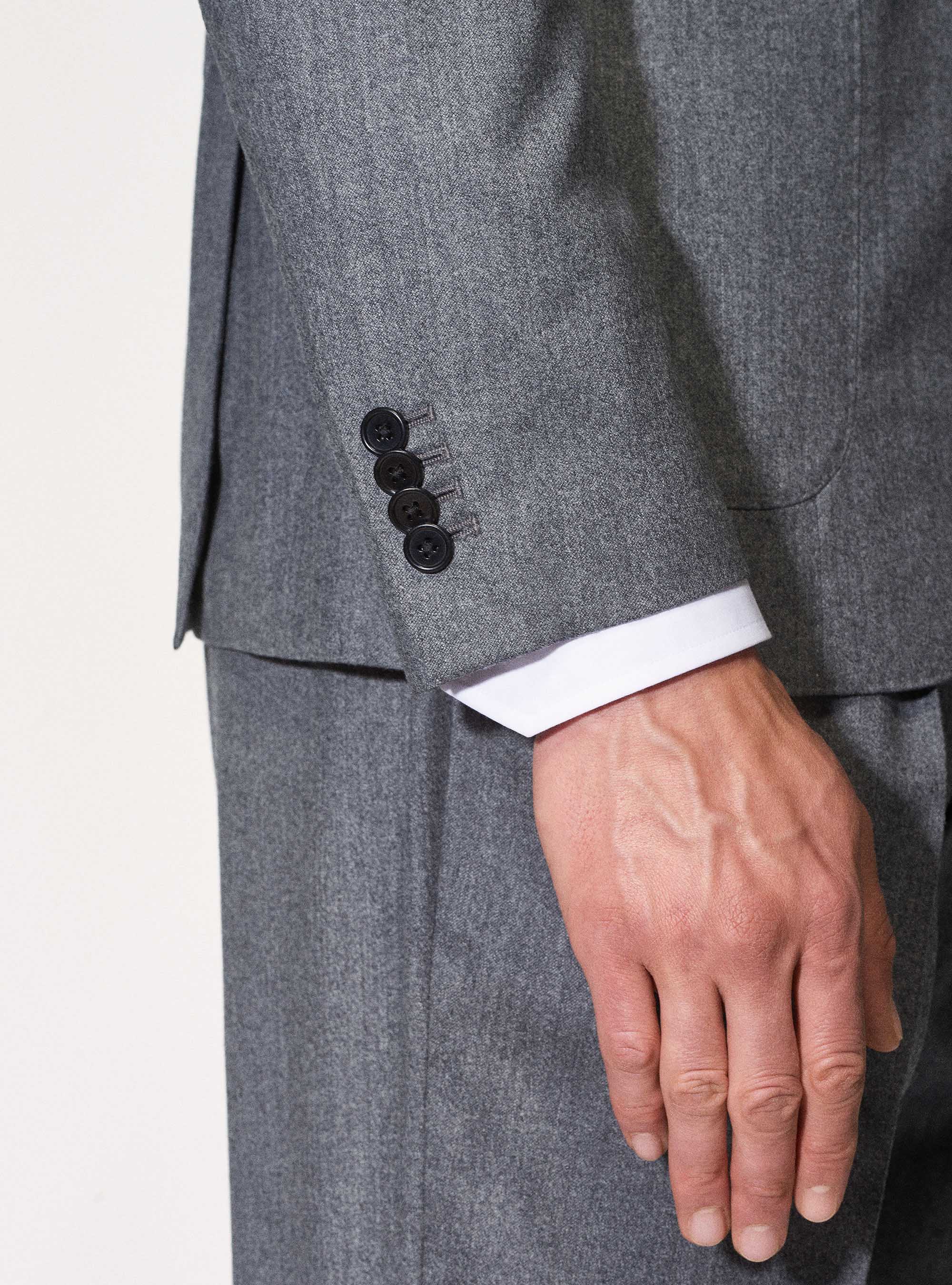 Giacca per abito in flanella di lana superfine 120's Vitale Barberis Canonico, GRIGIO CHIARO