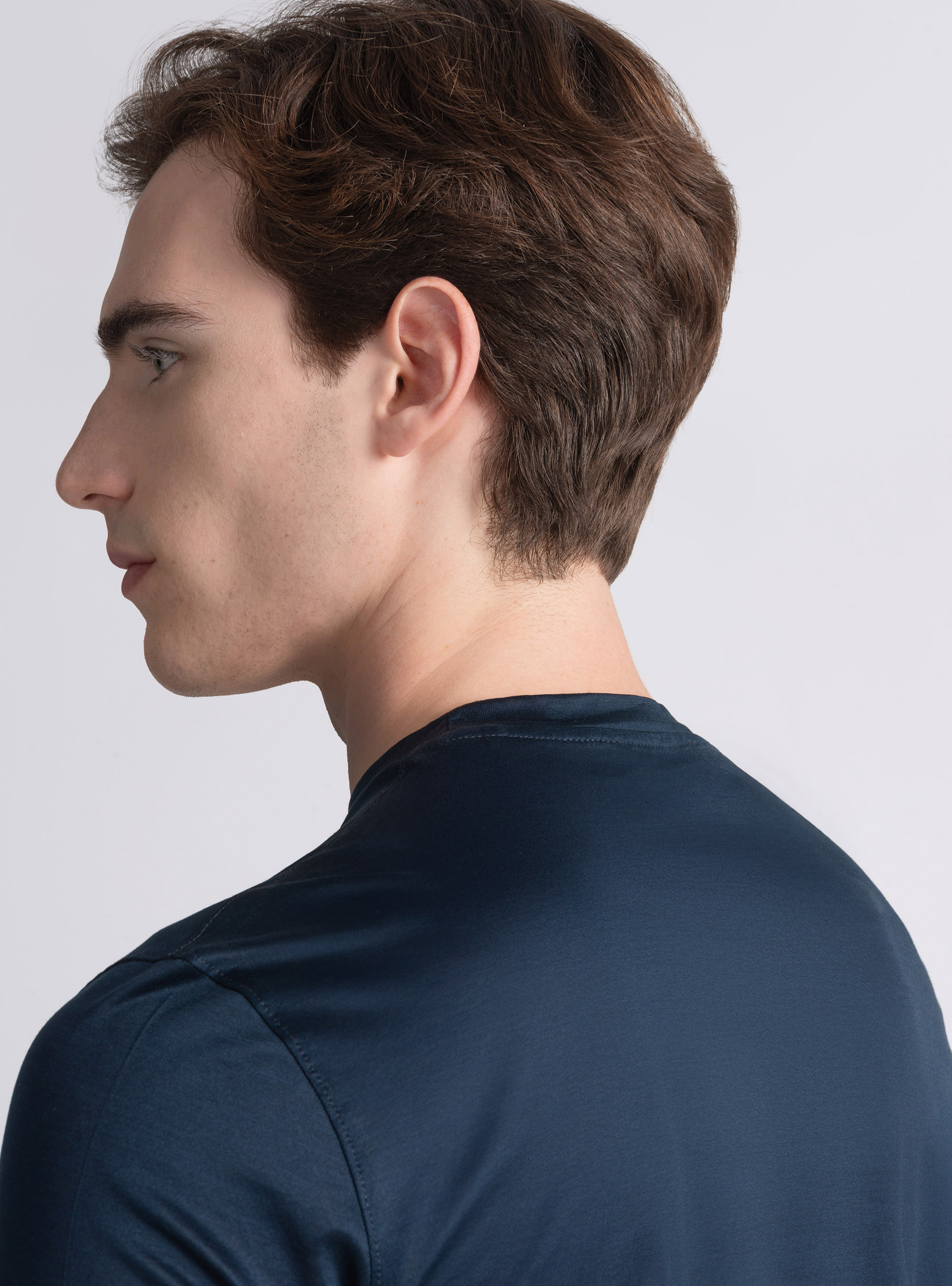 T-shirt manica corta in cotone filo di scozia, BLU NAVY