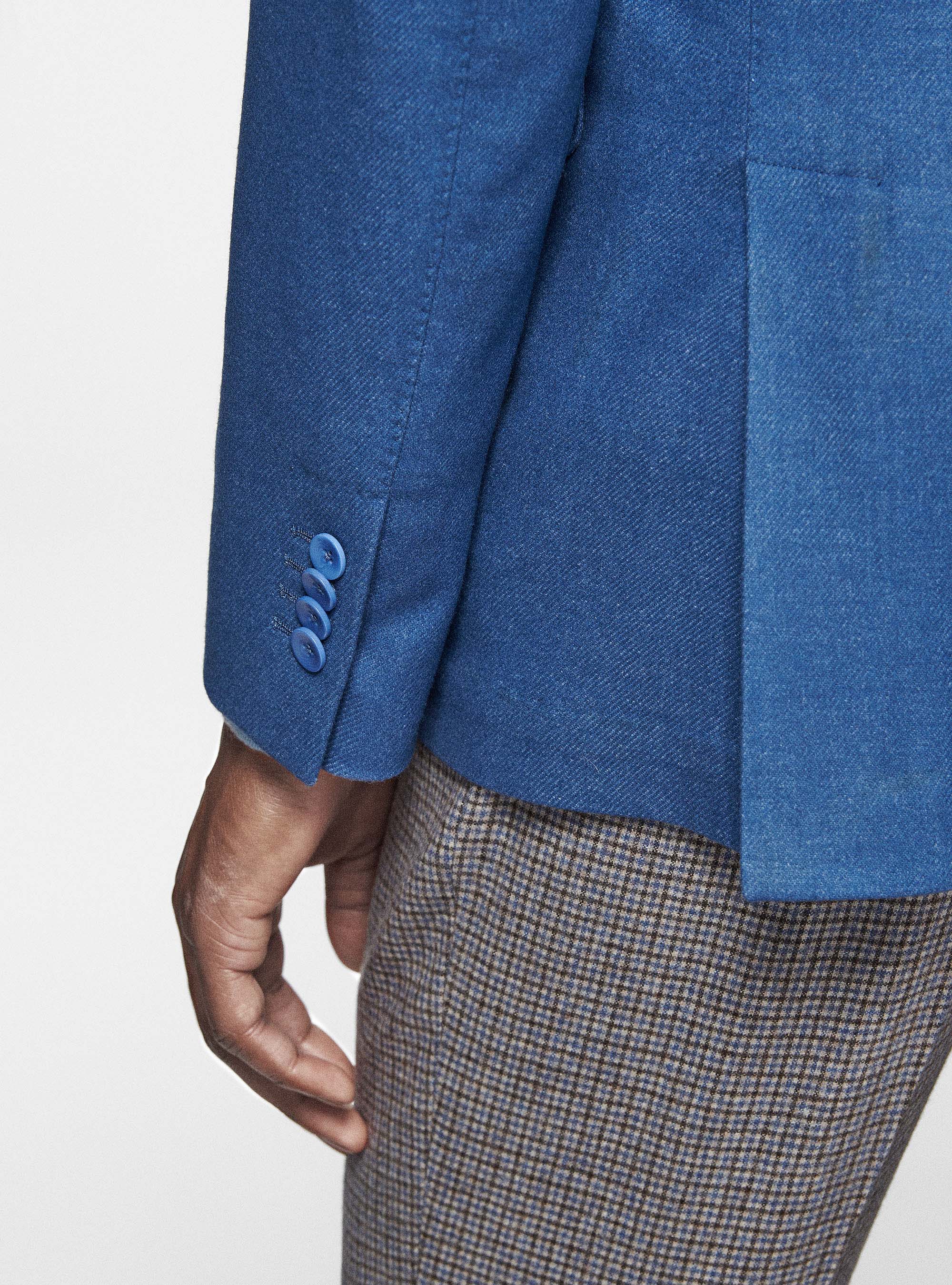 Duemilagori flannel lance-breasted blazer, 0243C DENIM