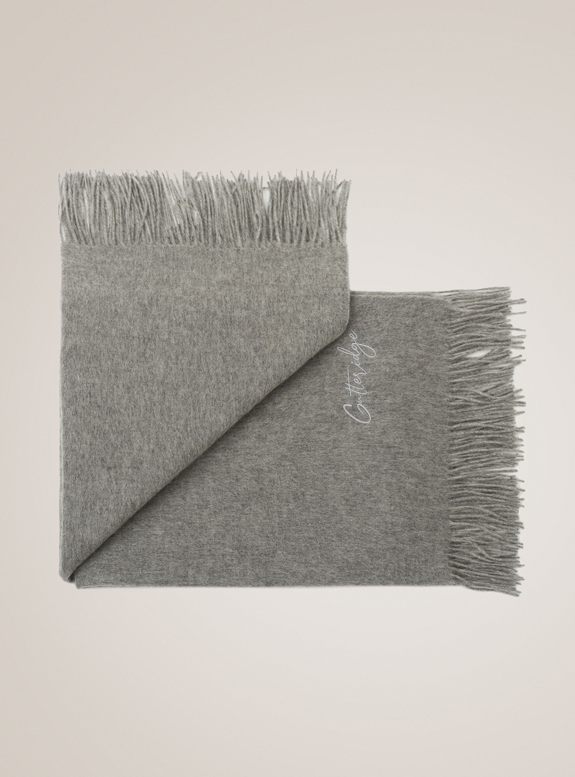 Tartán en lana cachemira con logo, GRIS MARENGO