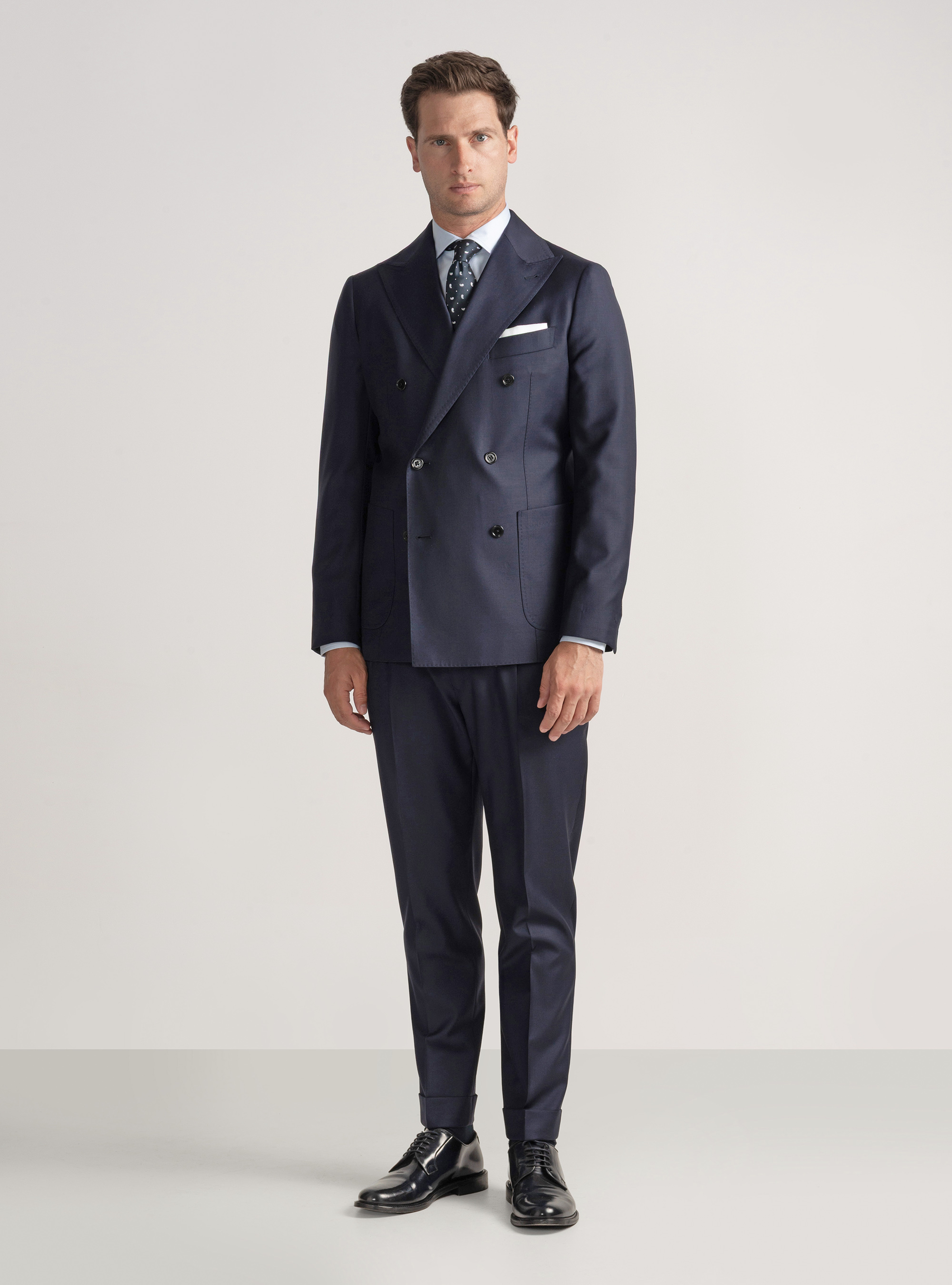 Giacca doppiopetto in lana Vitale Barberis Canonico, BLU NAVY