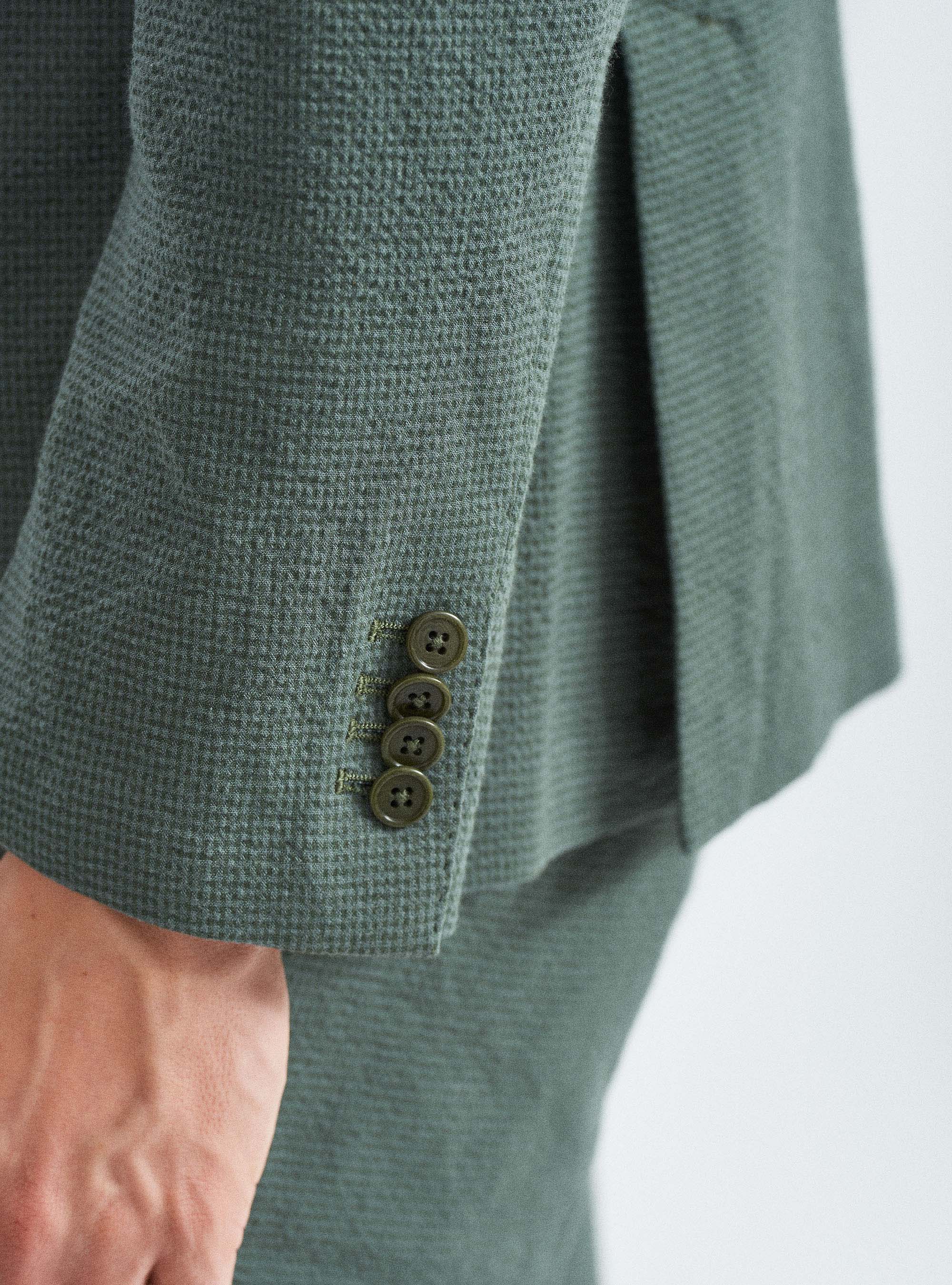 Giacca per abito in cotone stretch seersucker, 0609C MILITARE