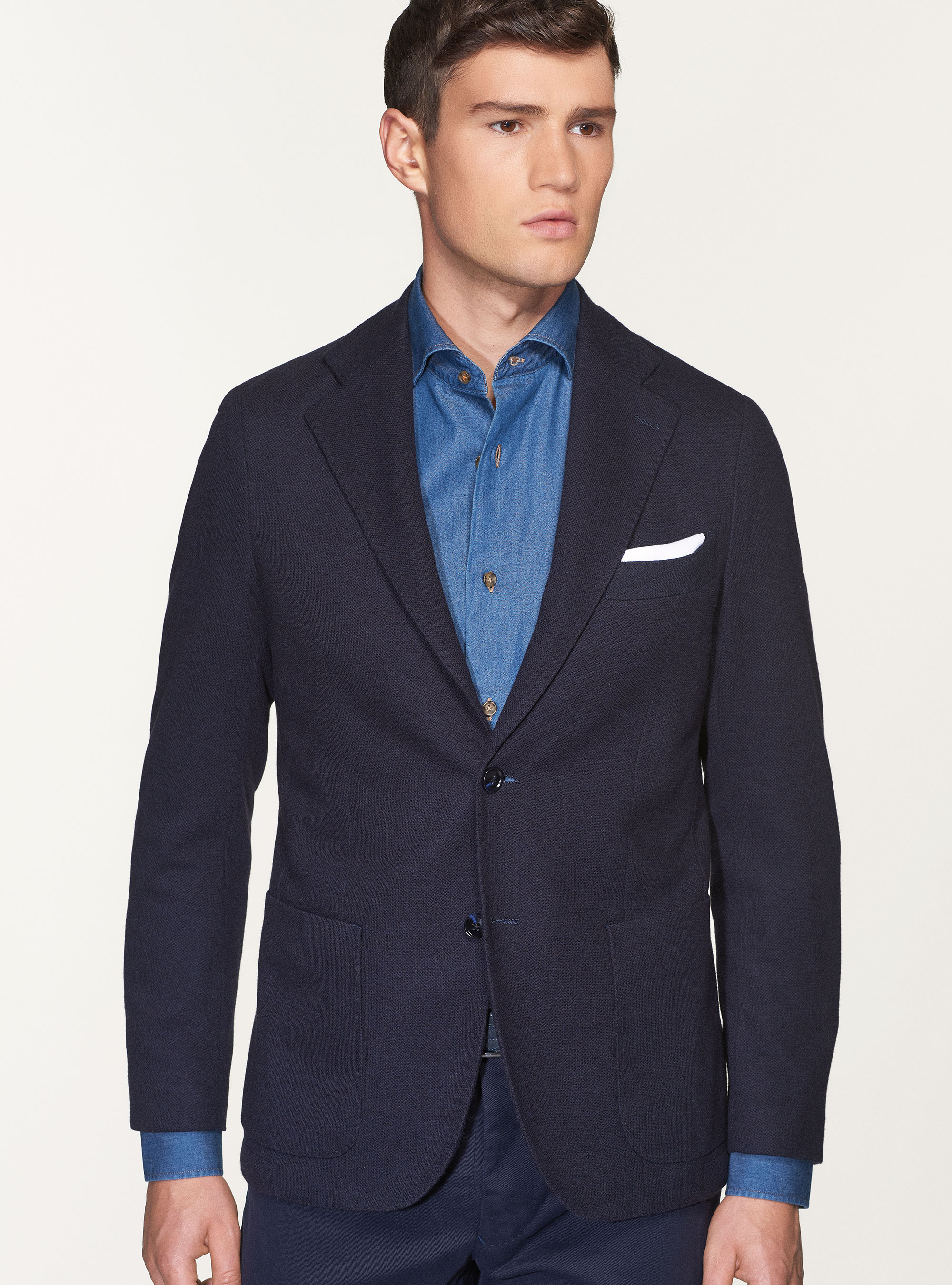 Giacca micro strutturata sfoderata, BLU NAVY