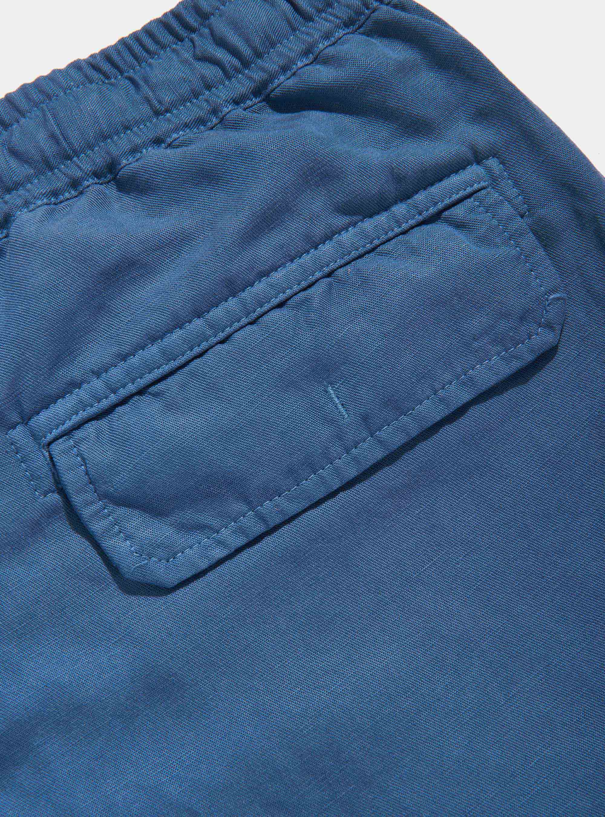 Linen blend bermuda shorts with drawstrings, BLUE ROYAL