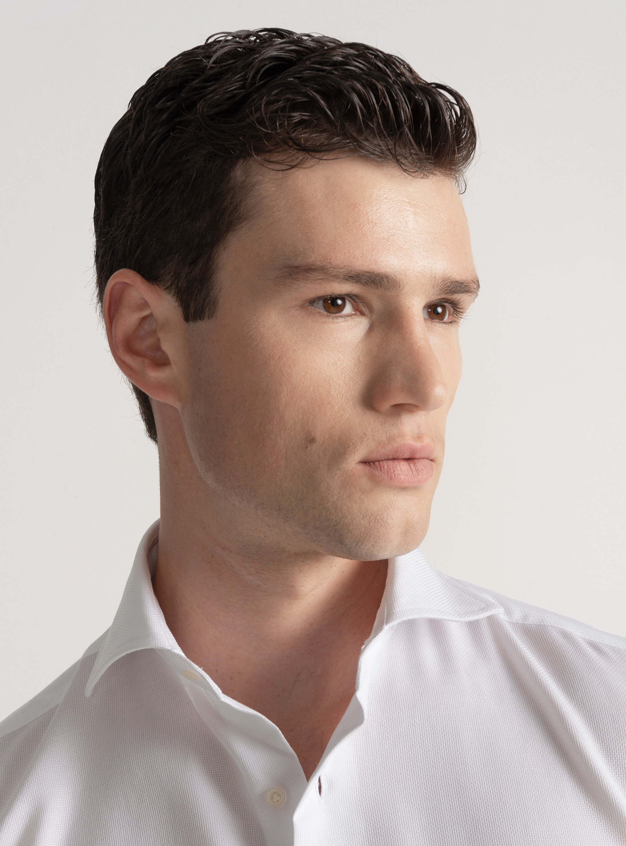 Camicia in cotone operato, BIANCO