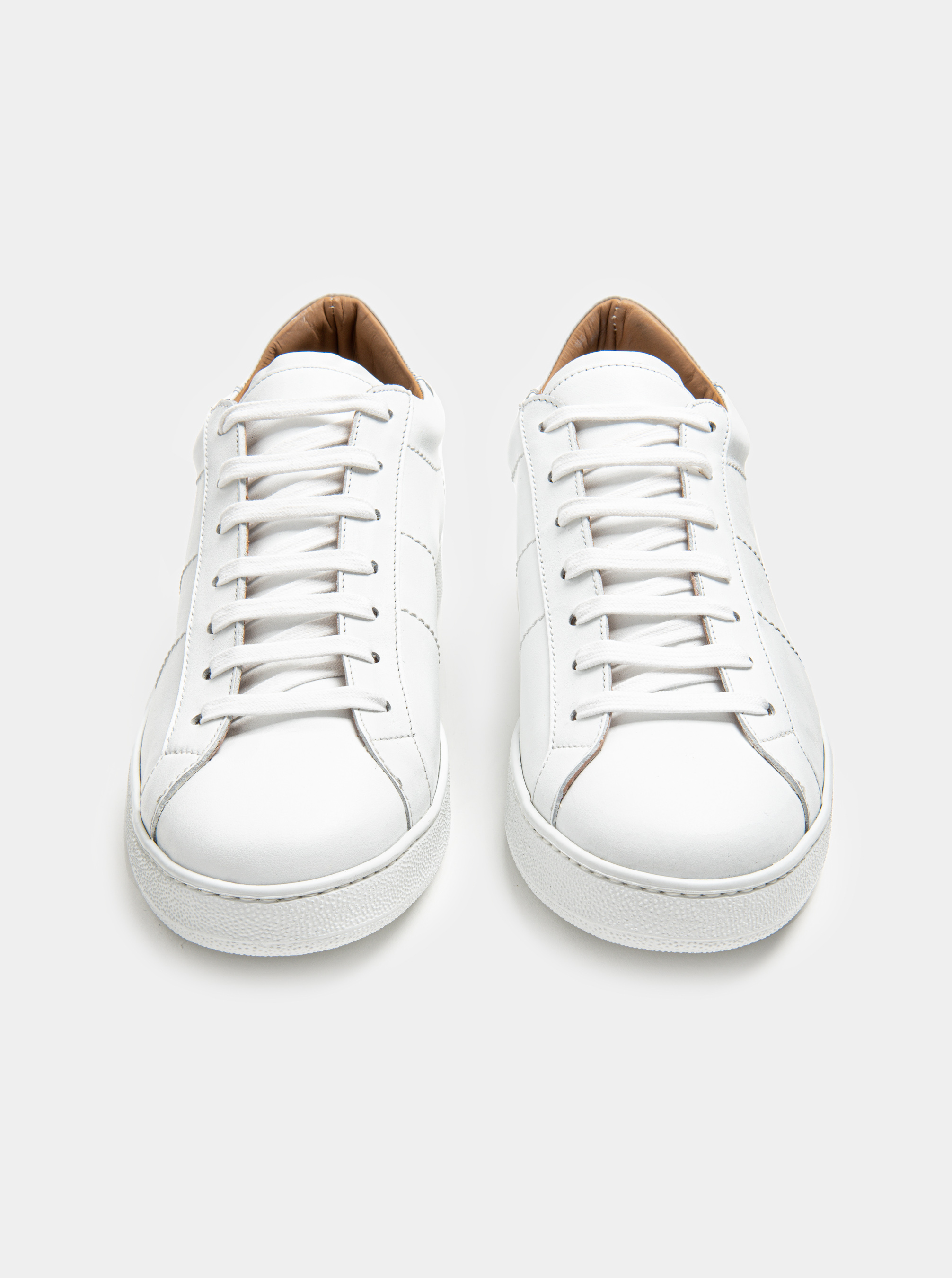 White Leather Sneakers, WHITE