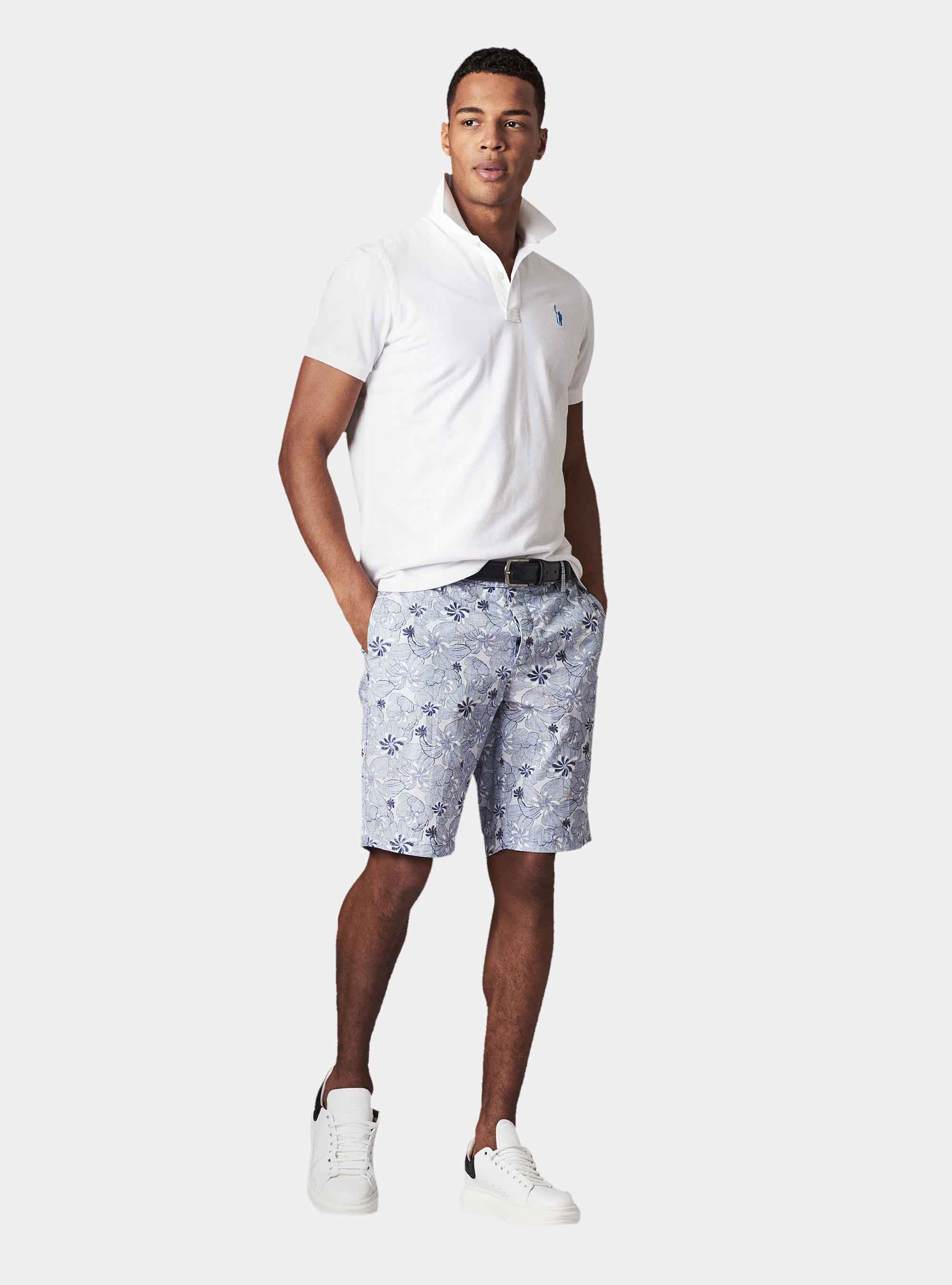 Polo basique en piqué, BLANC