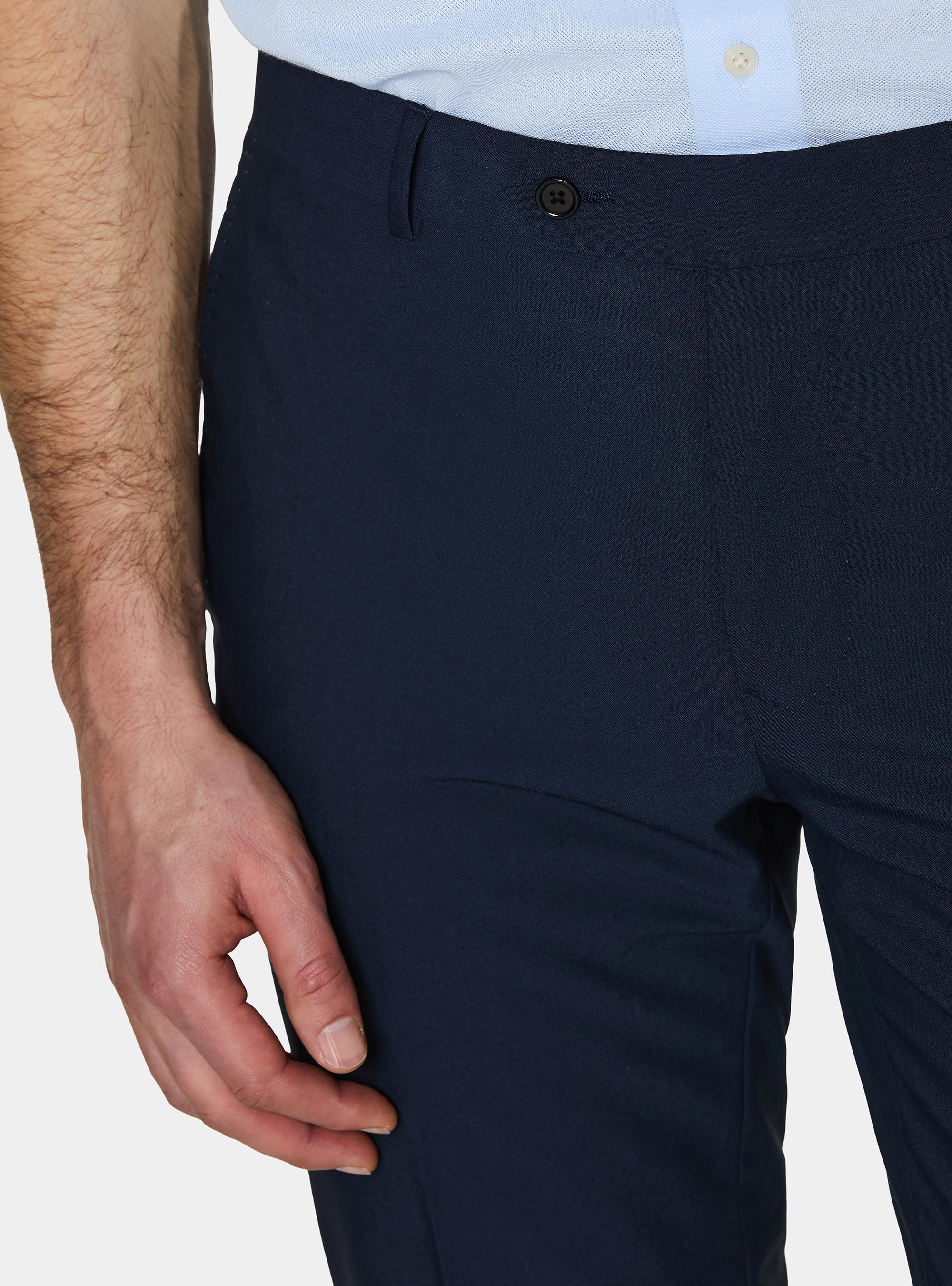 Slim-fit suit trousers, NAVY BLUE