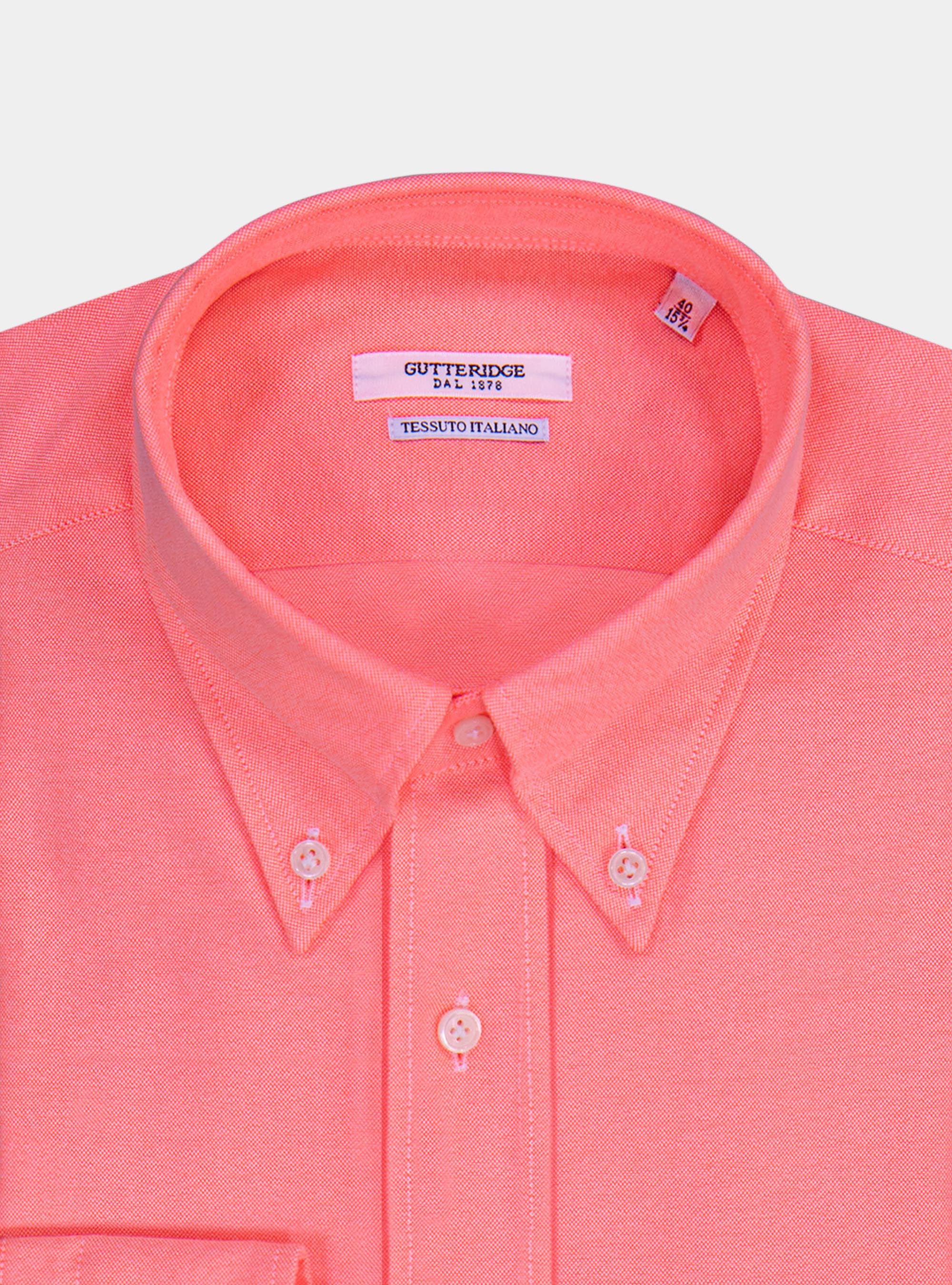 Camicia collo button down fluo con taschino, ROSSO 0338C