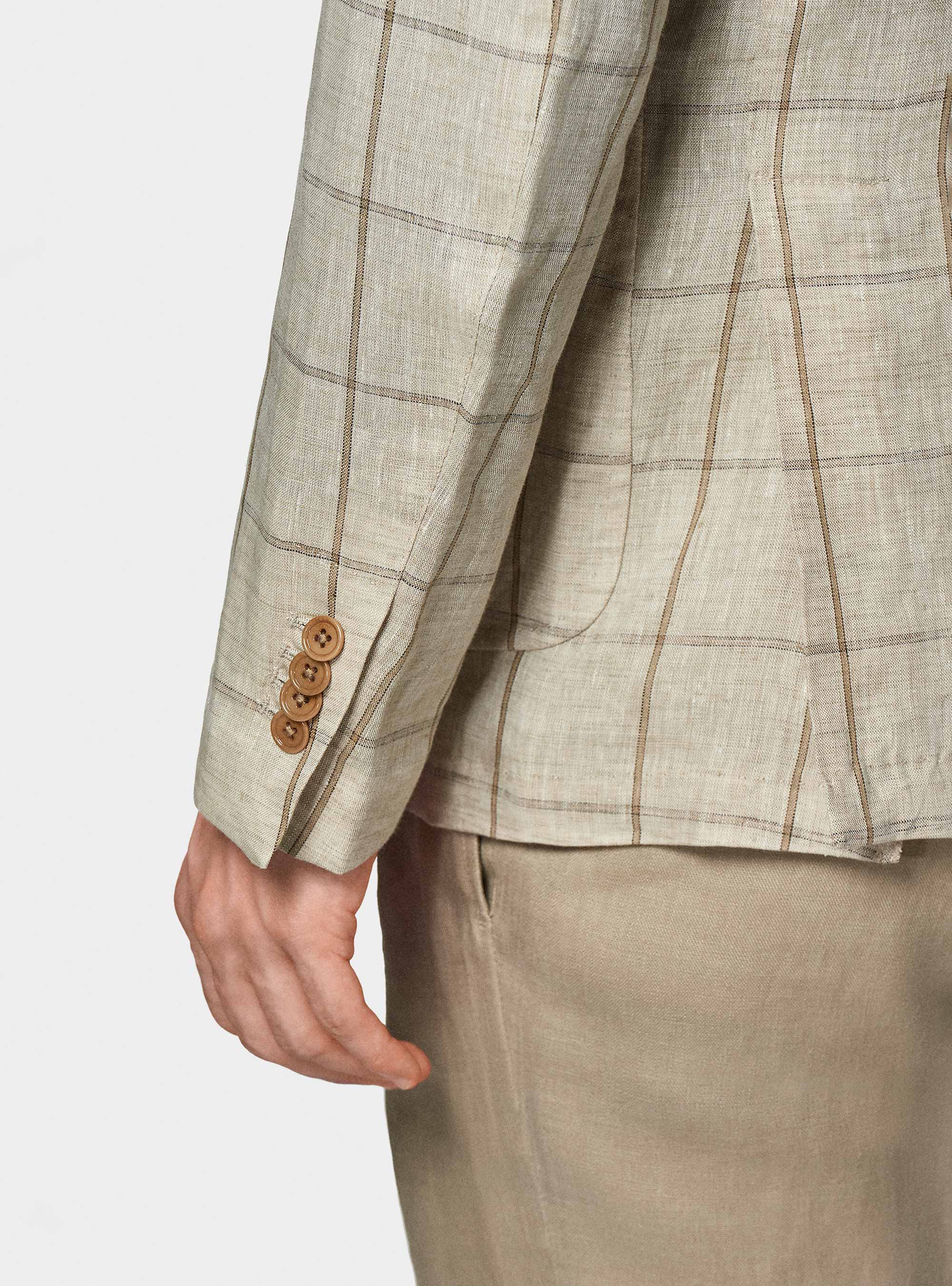 Giacca fantasia in lino delavè, SABBIA