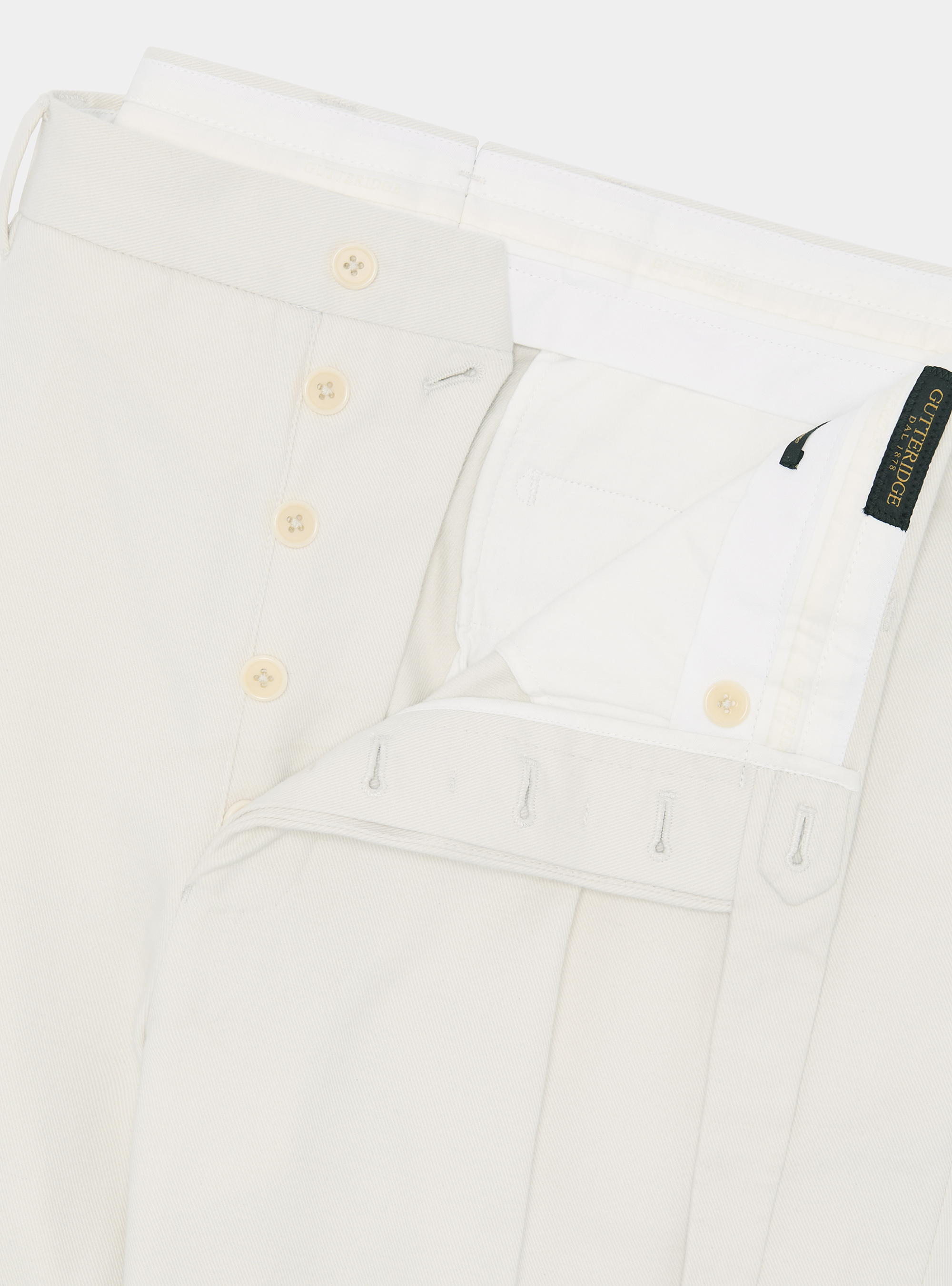 Pantalón de pinzas de sarga de algodón y cachemira, NATA