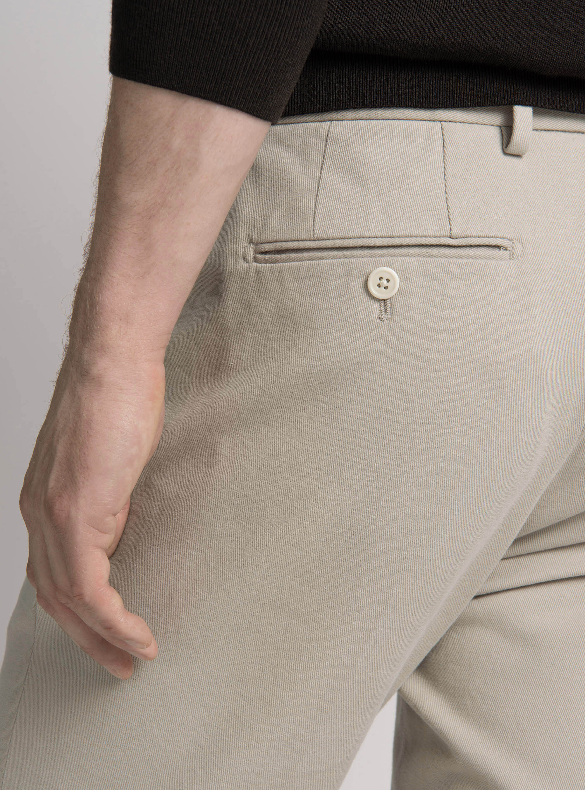 Pantaloni in twill di cotone e cashmere, ECRU