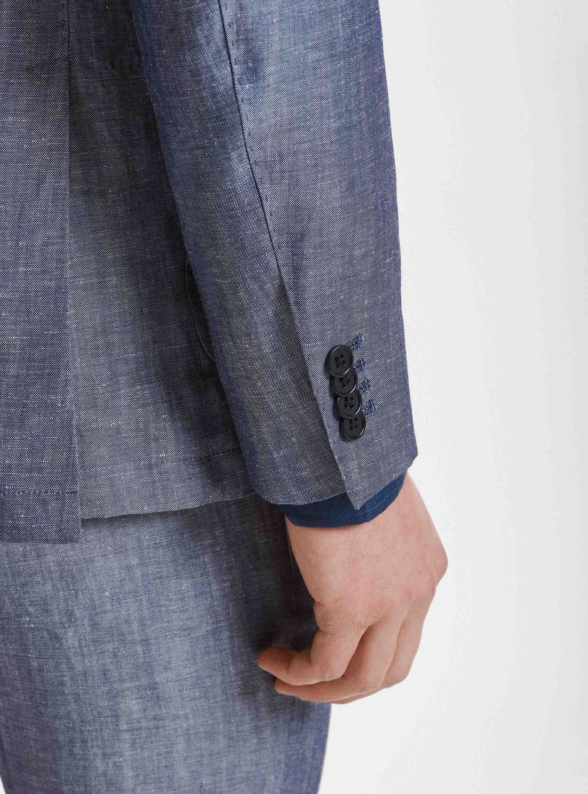 Wool and linen suit blazer DUEMILAGORI, 0243C DENIM