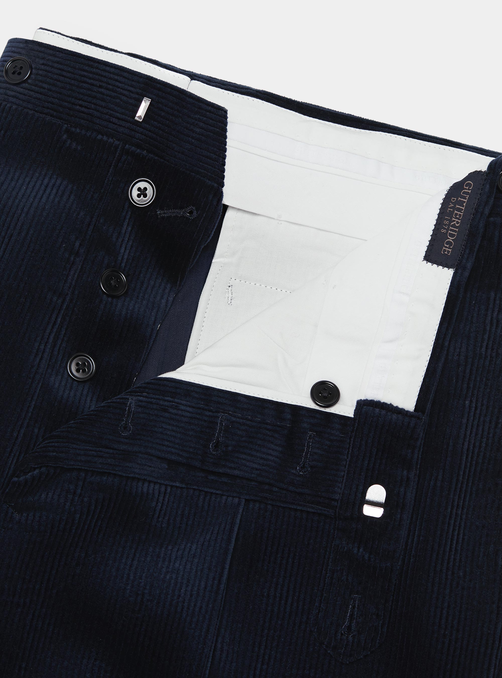 Pantaloni con pince in velluto Duca Visconti di Modrone, BLU NAVY