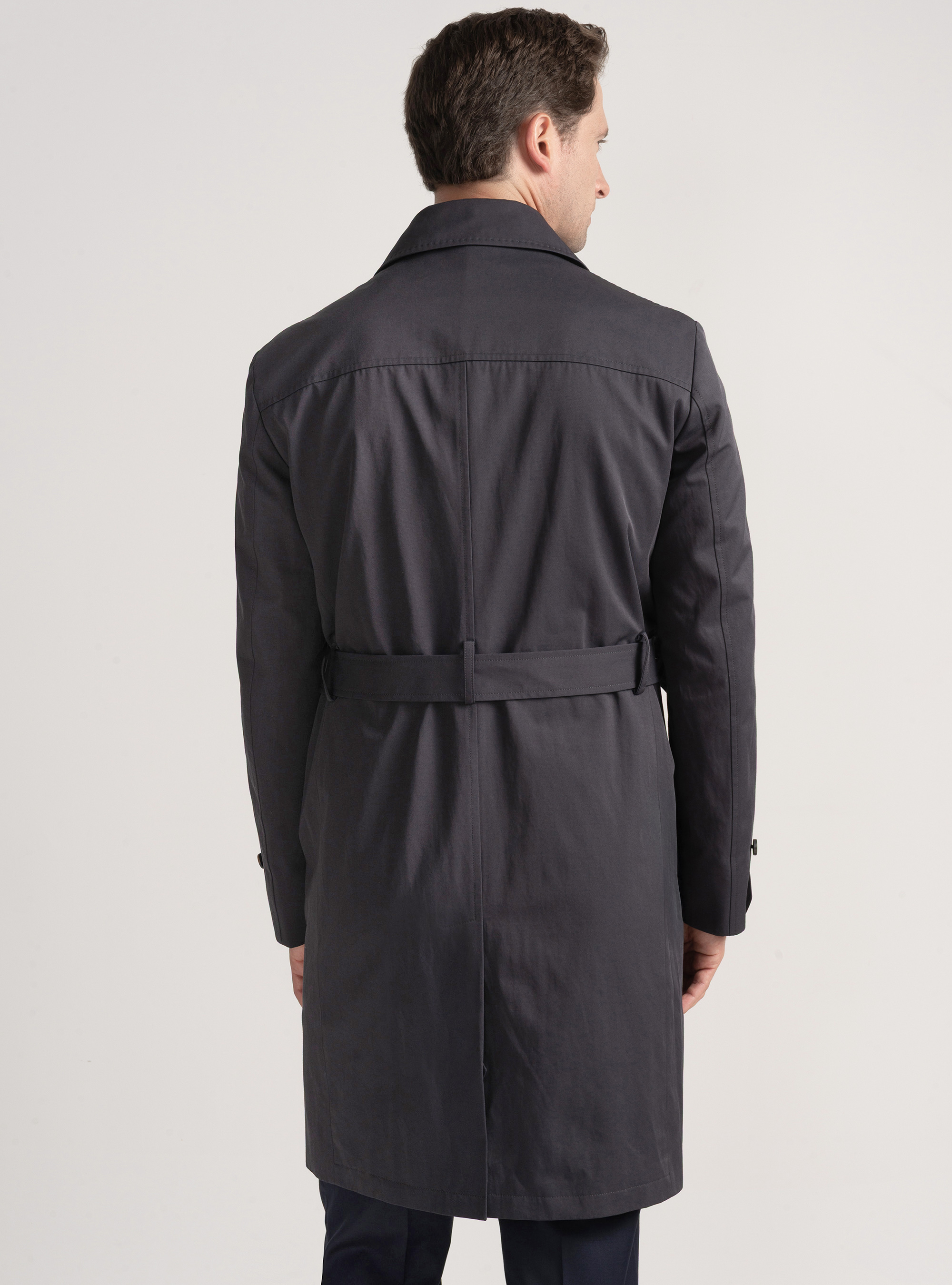 Cotton twill trench coat, NAVY BLUE