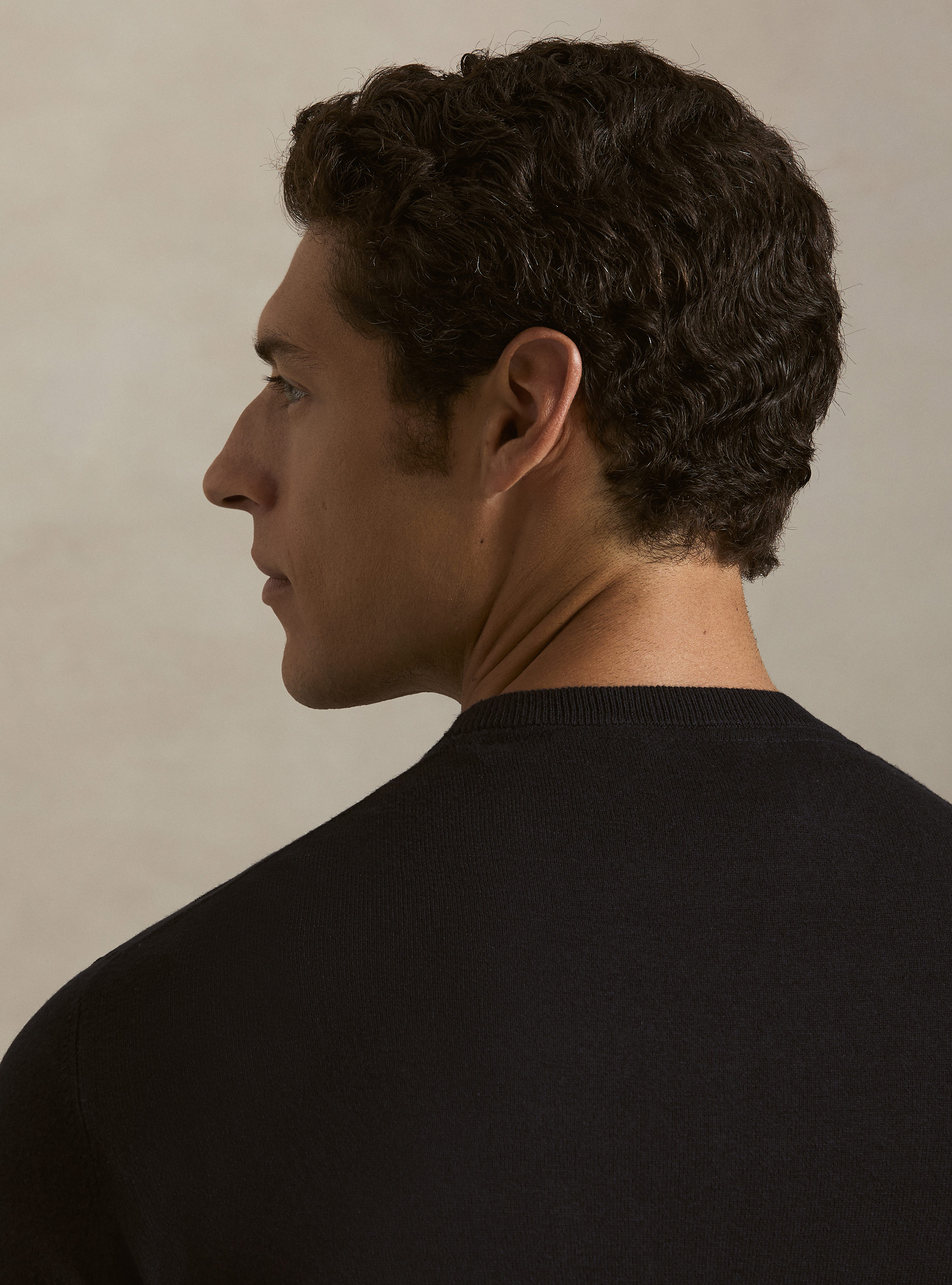 Maglia girocollo in cotone seta e cashmere, BLU NAVY