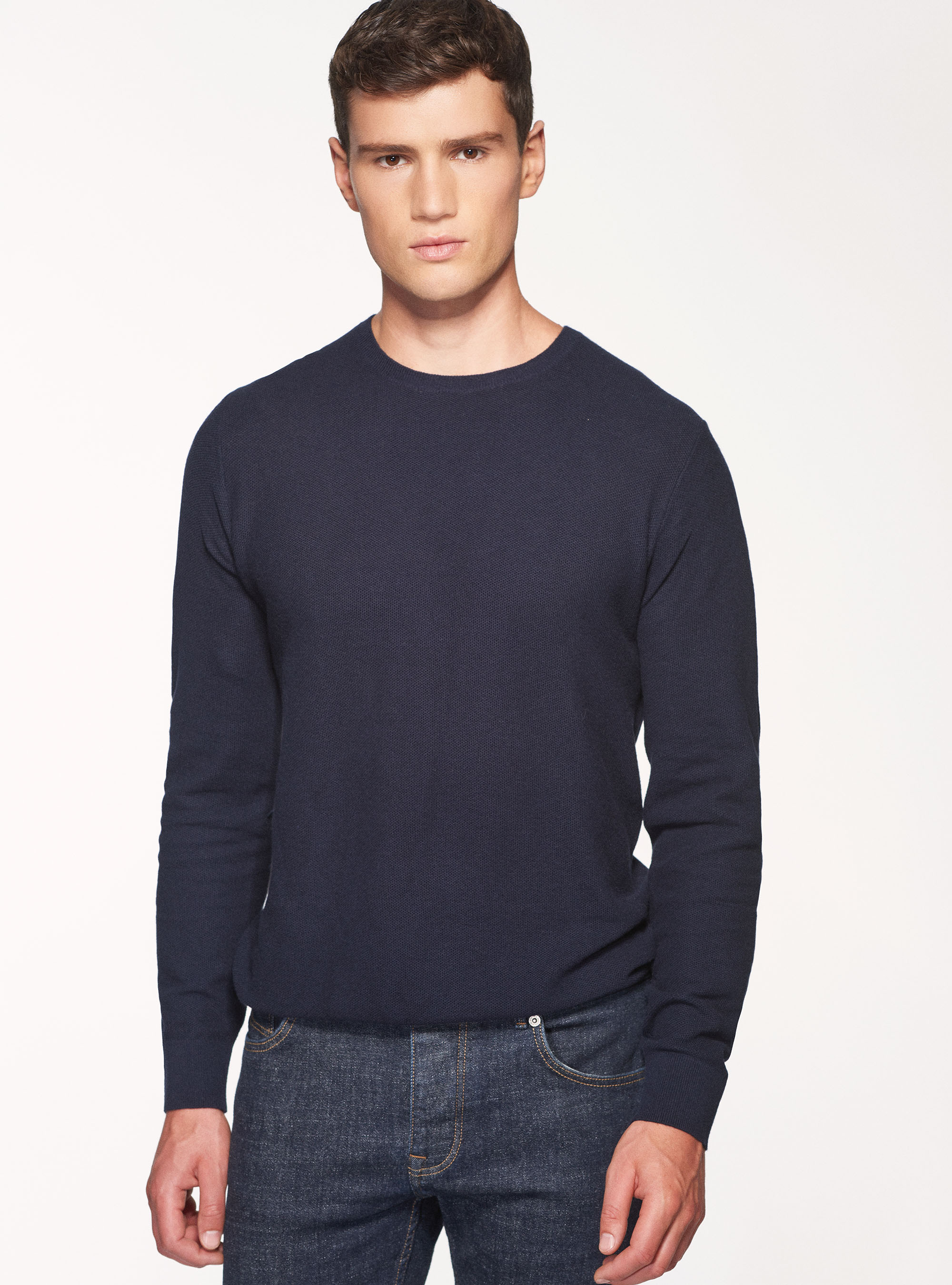 Crew-neck sweater in cotton cashmere 