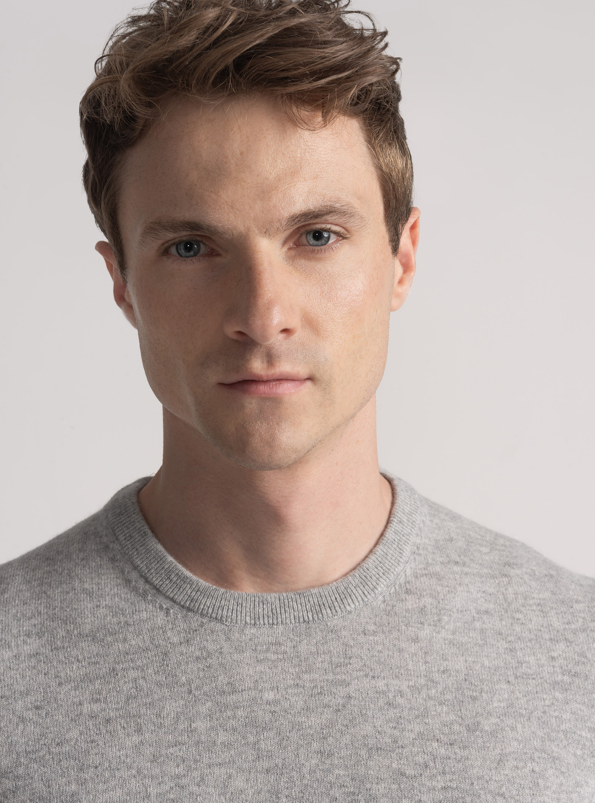 Tricot à col ras du cou en cachemire, GRIS CLAIR MÃ LANGÃ
