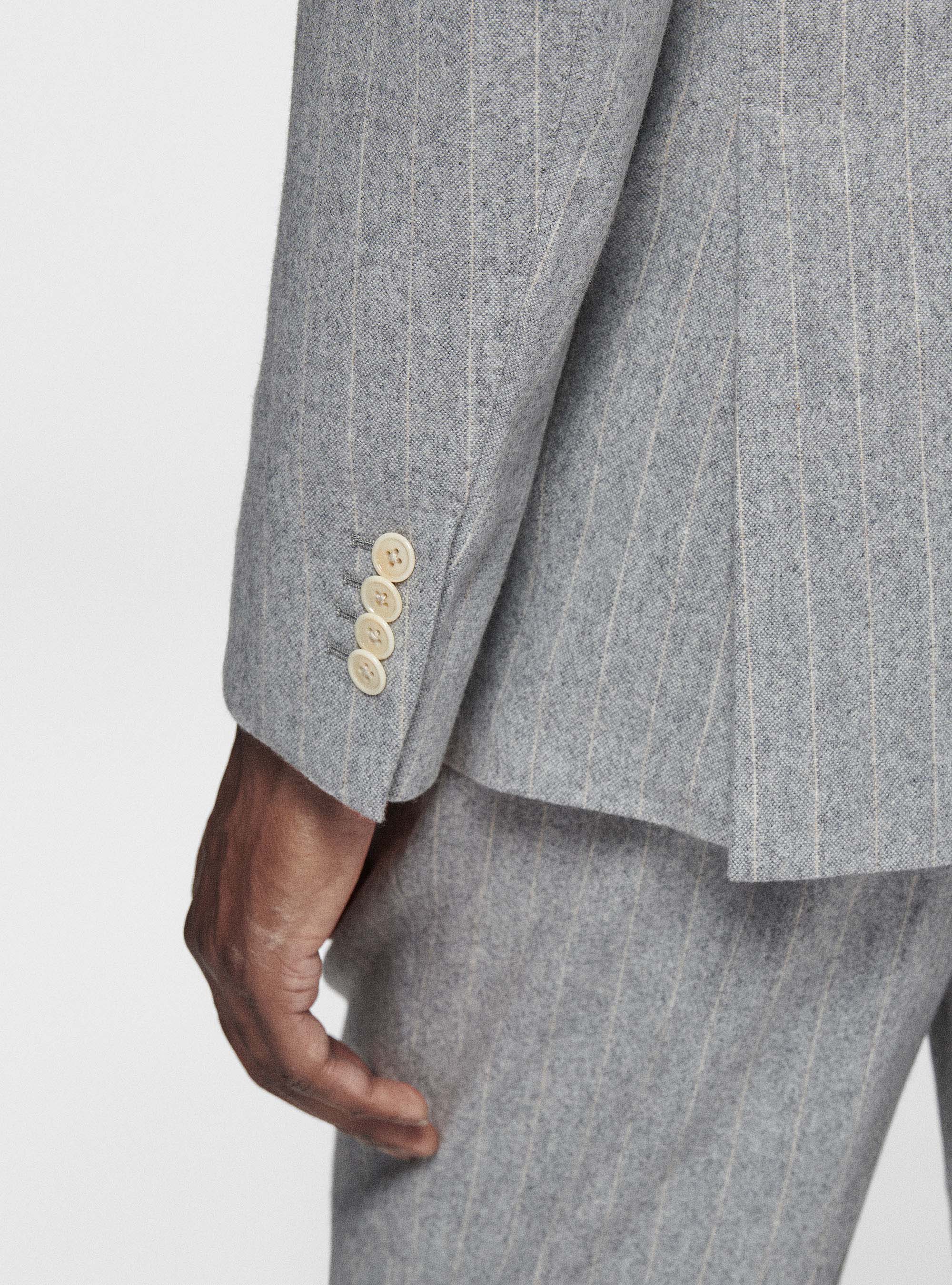 Pinstripe flannel blazer, LIGHT GREY MELANGE