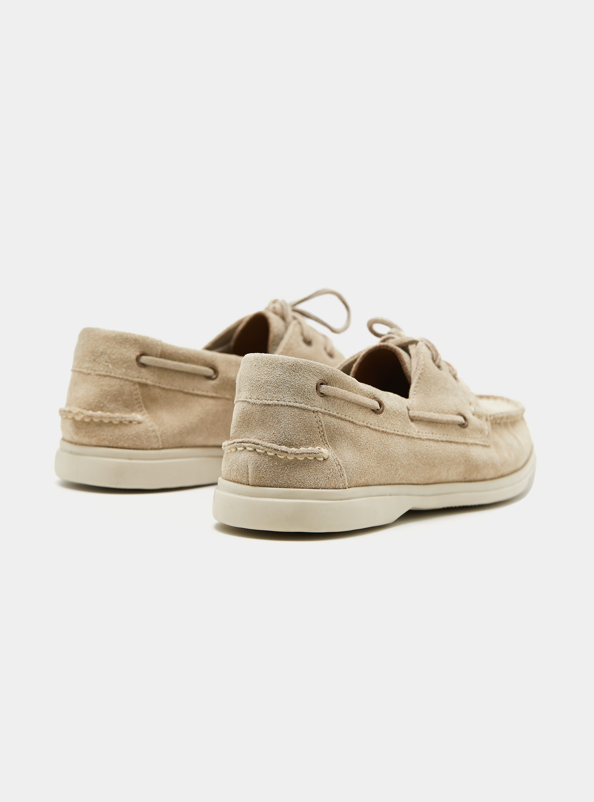 Mocassini allacciati in suede, ECRU