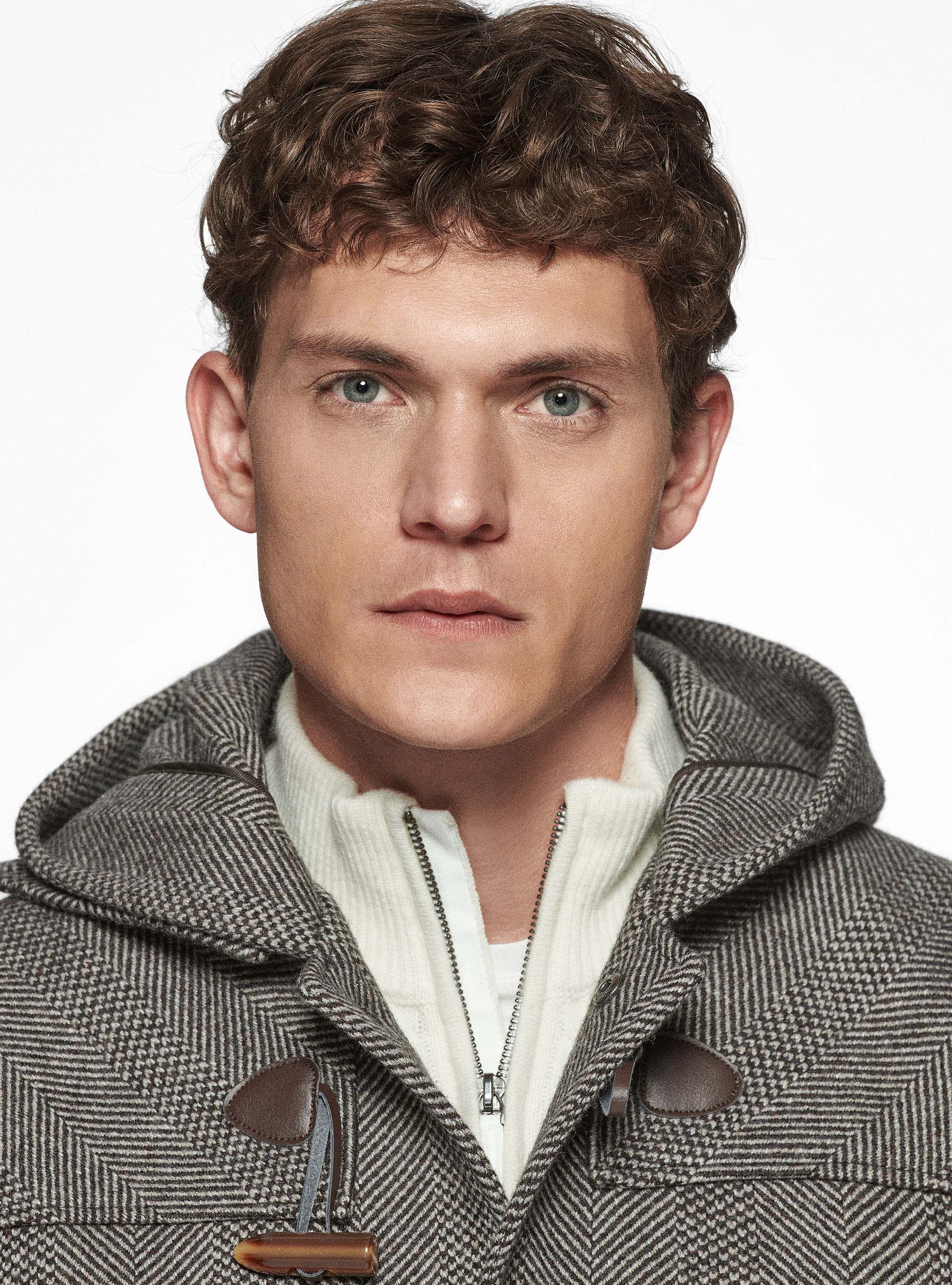 Montgomery in misto lana spigata e seta, MARRONE