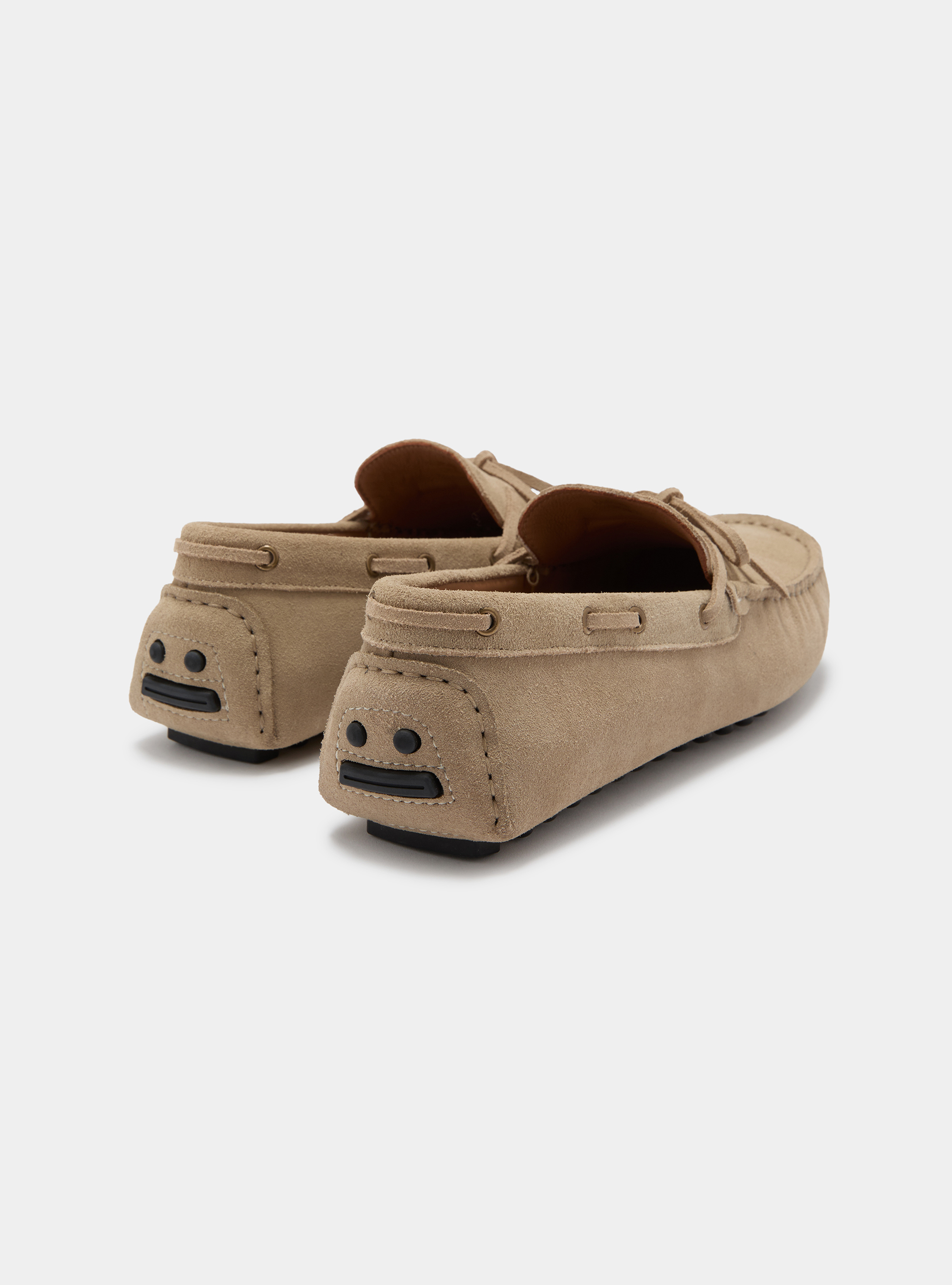 Mocassini in suede da barca, ECRU