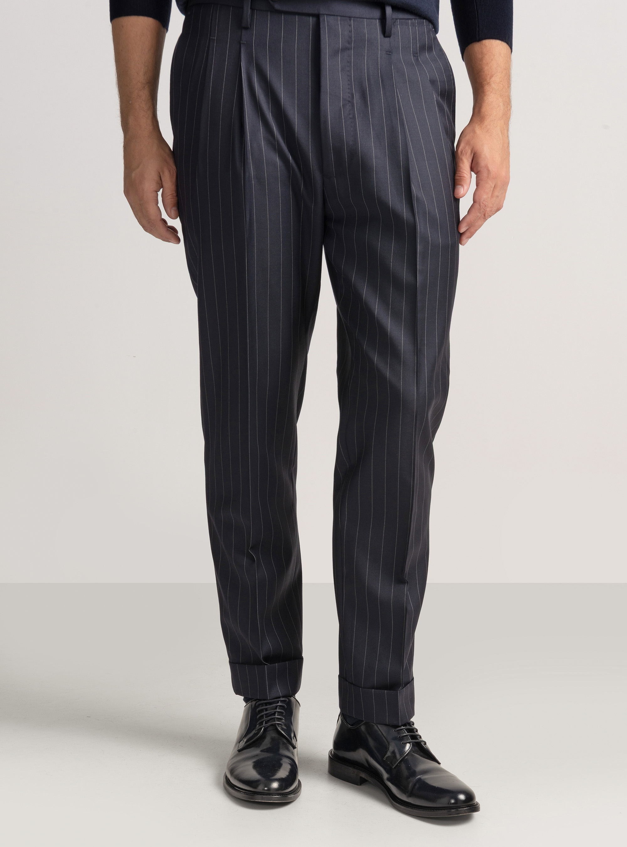 Pantaloni per abito gessato in pura lana Vitale Barberis Canonico