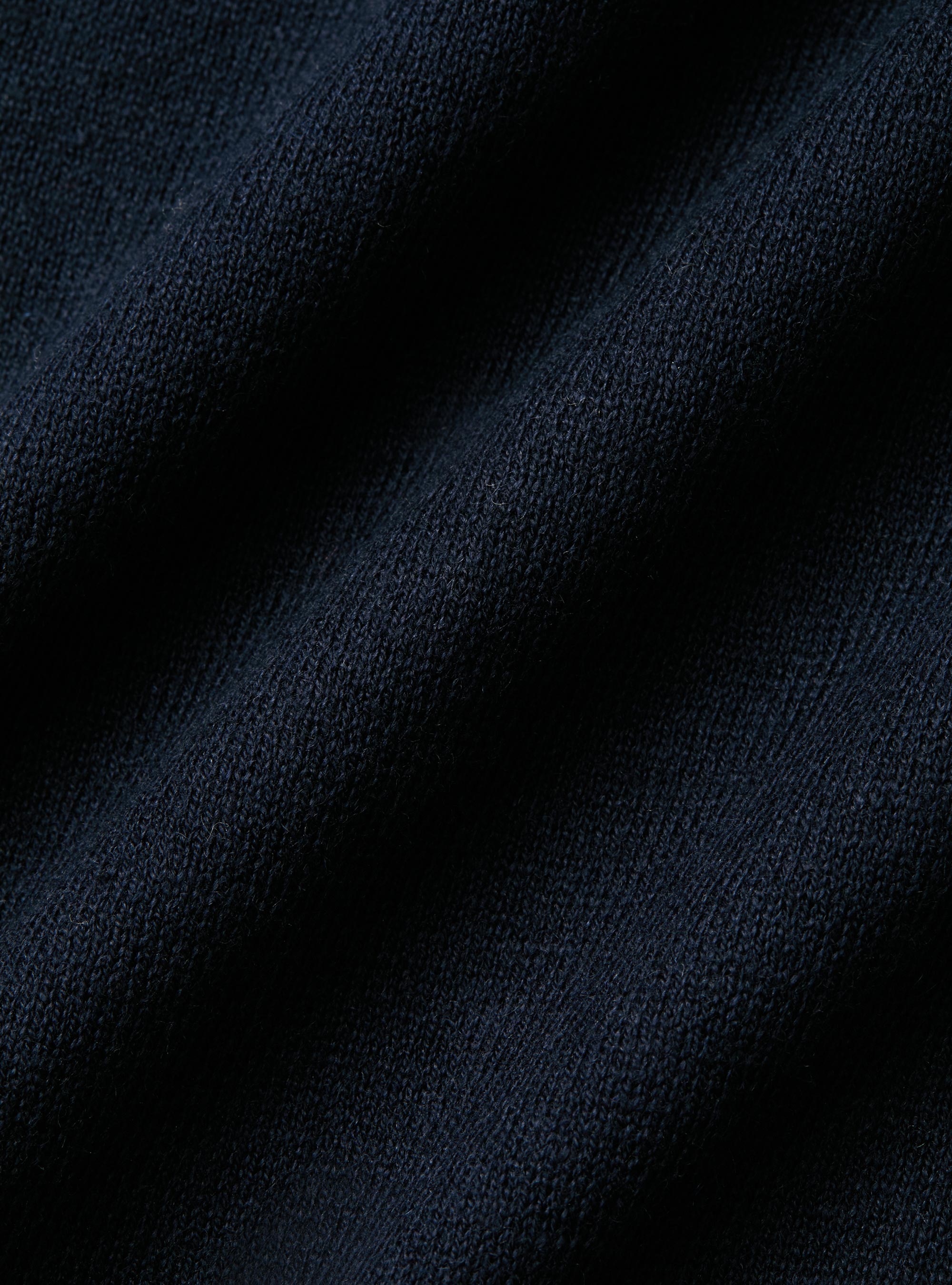 Punto de cuello redondo de algodón, seda y cachemira, AZUL MARINO