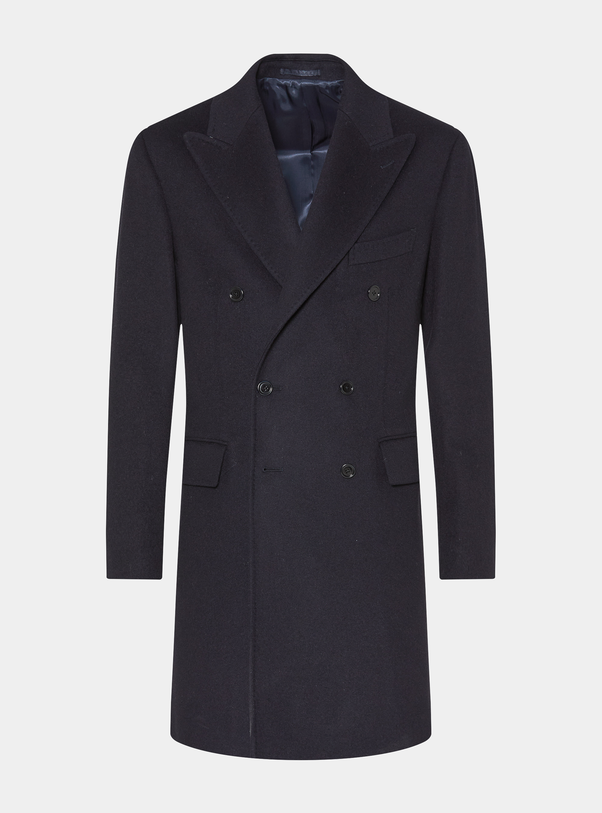 Cappotto doppiopetto in lana e cashmere, BLU NAVY