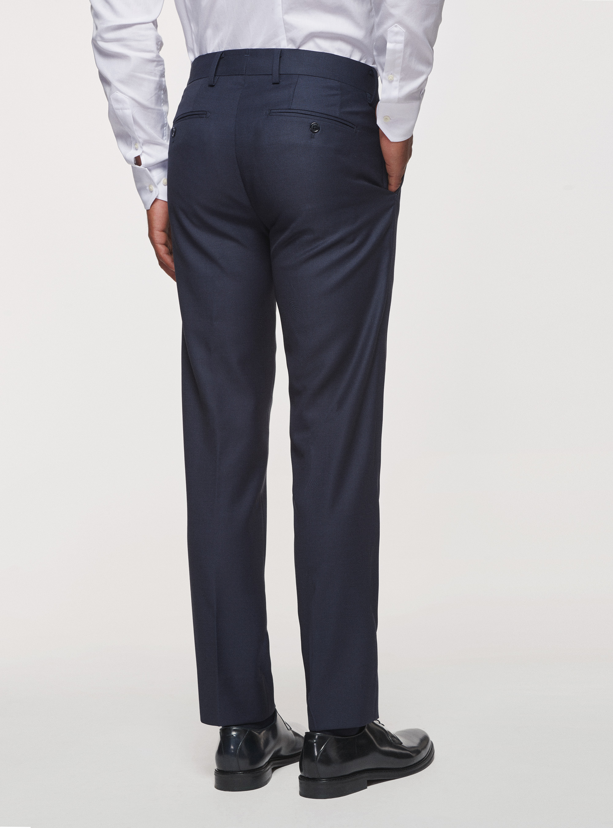 Pantaloni occhio di pernice in pura lana, BLU NAVY
