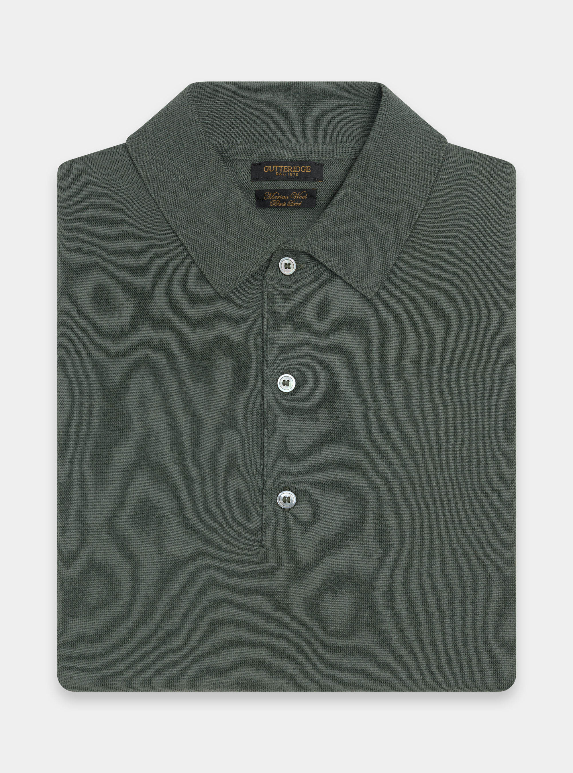 Maglia a polo in pura lana merino, MILITARE 0609C