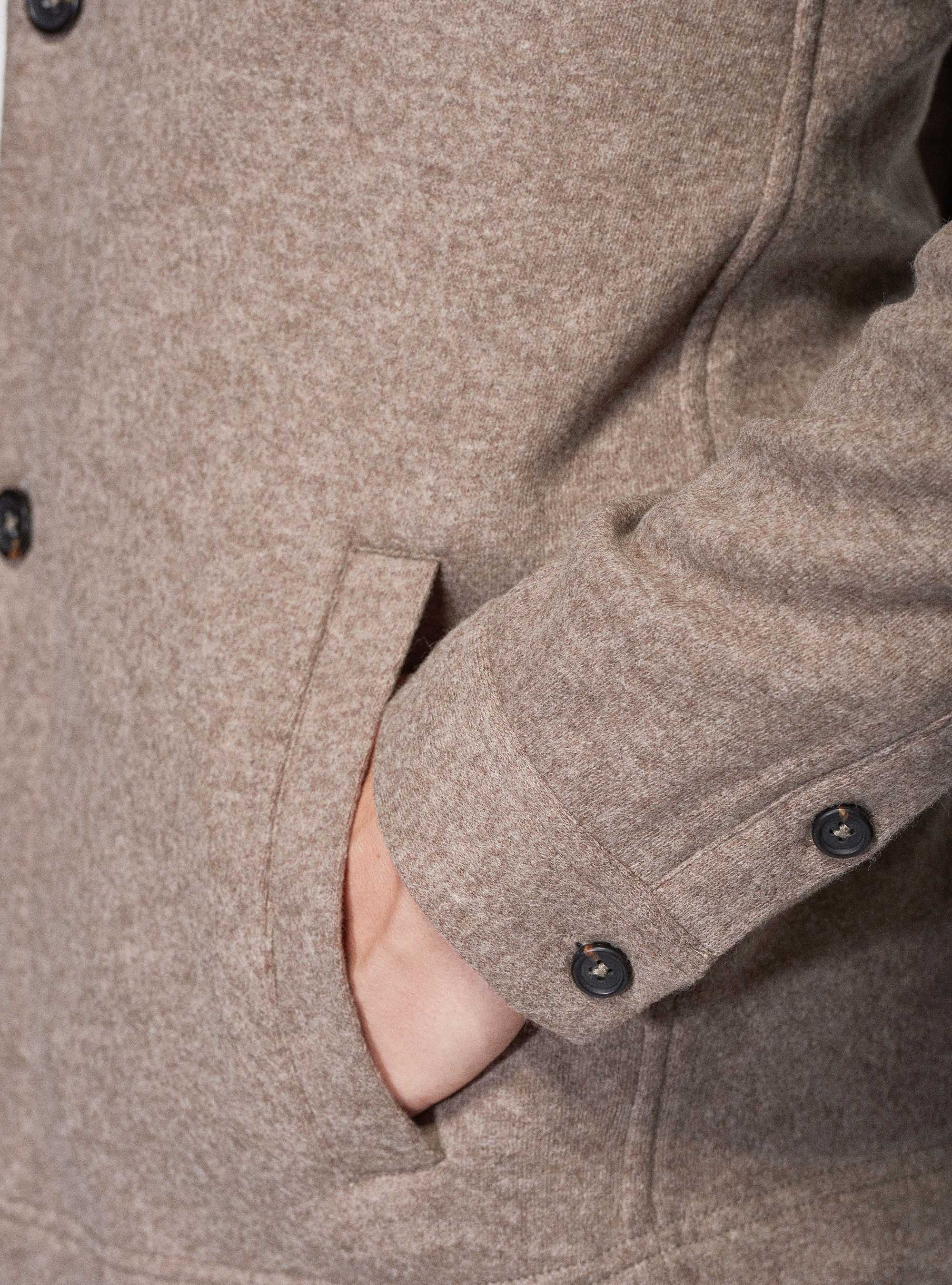 Giacca camicia in jersey di lana, SABBIA