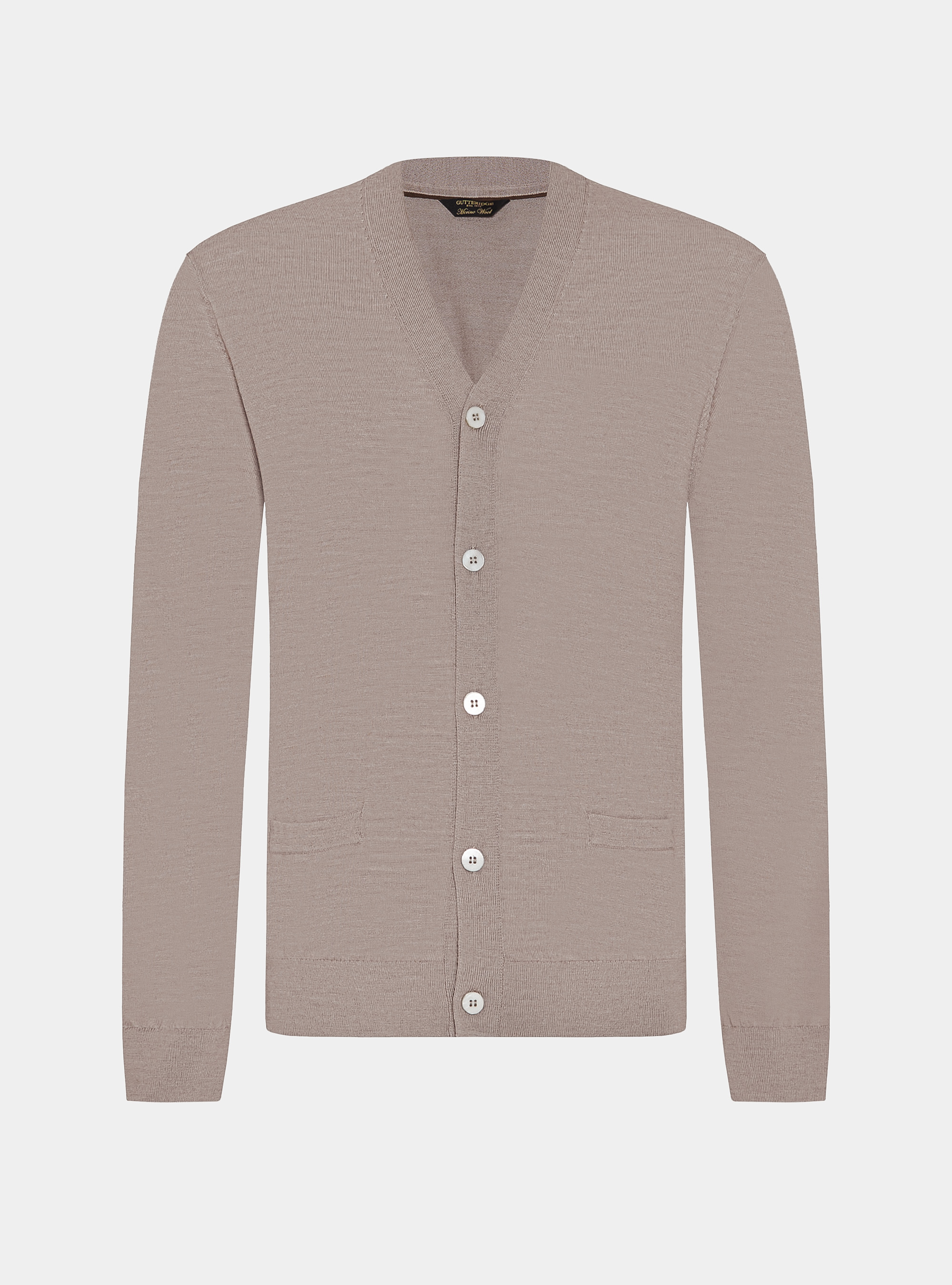 Cardigan in maglia con bottoni in lana merino extrafine, FANGO