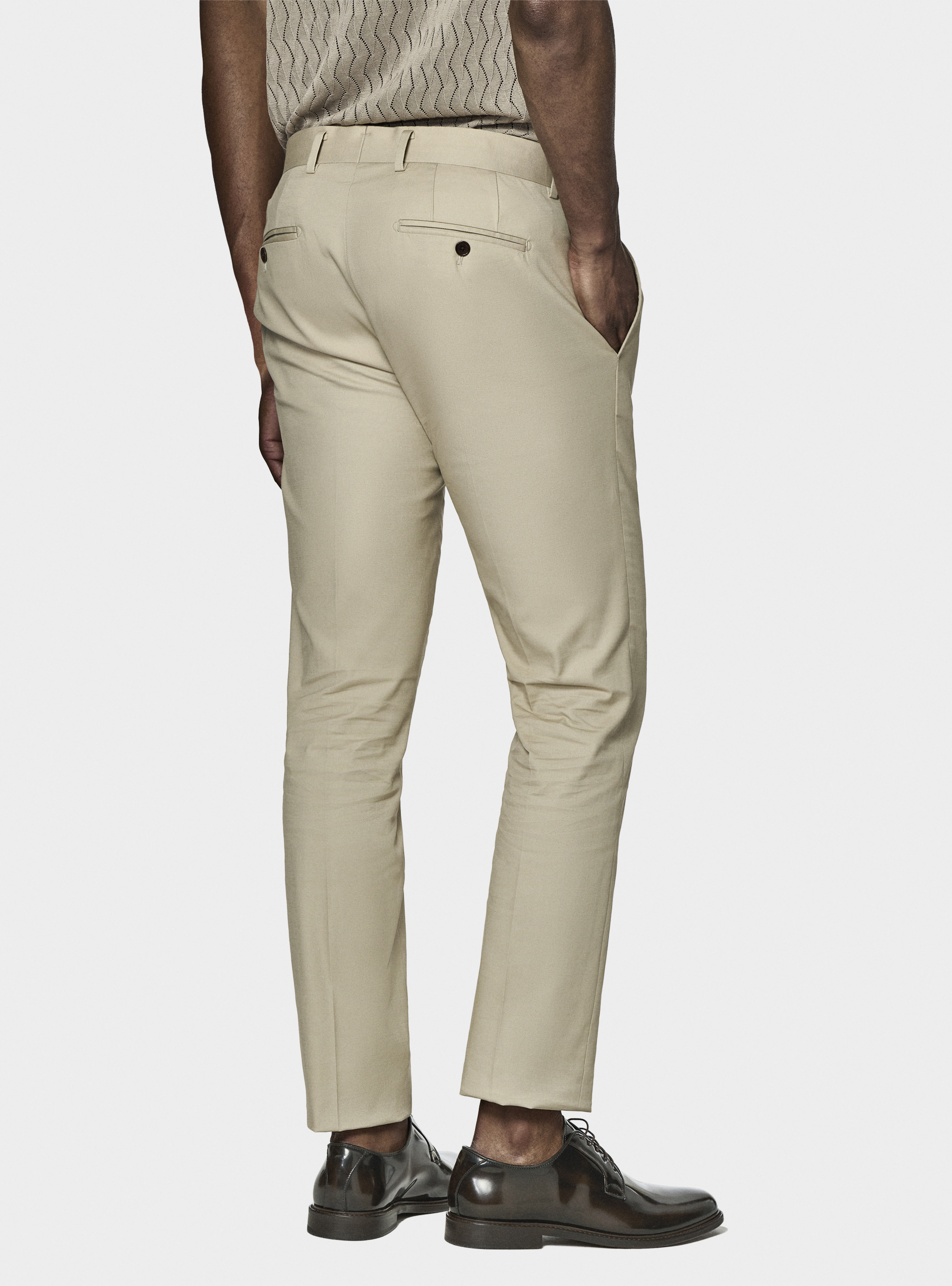 Armoured cotton suit trousers, SAND