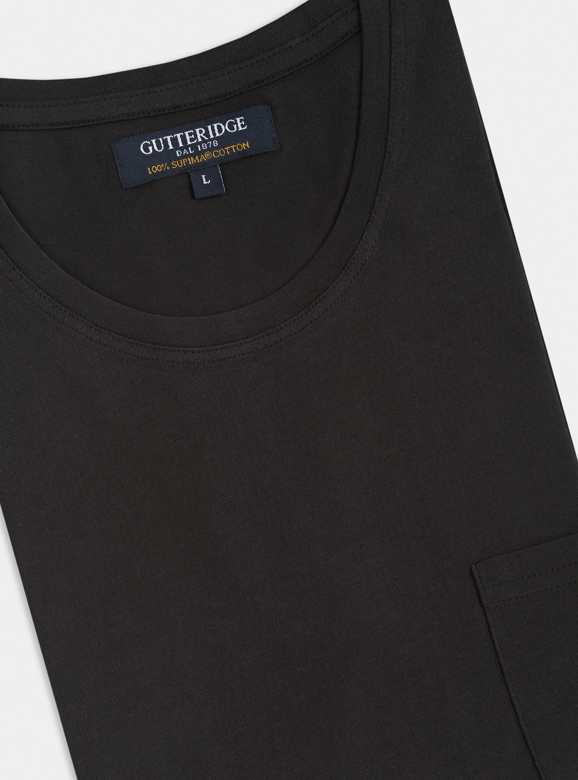 Maglietta con taschino in jersey di Cotone Supima, NERO