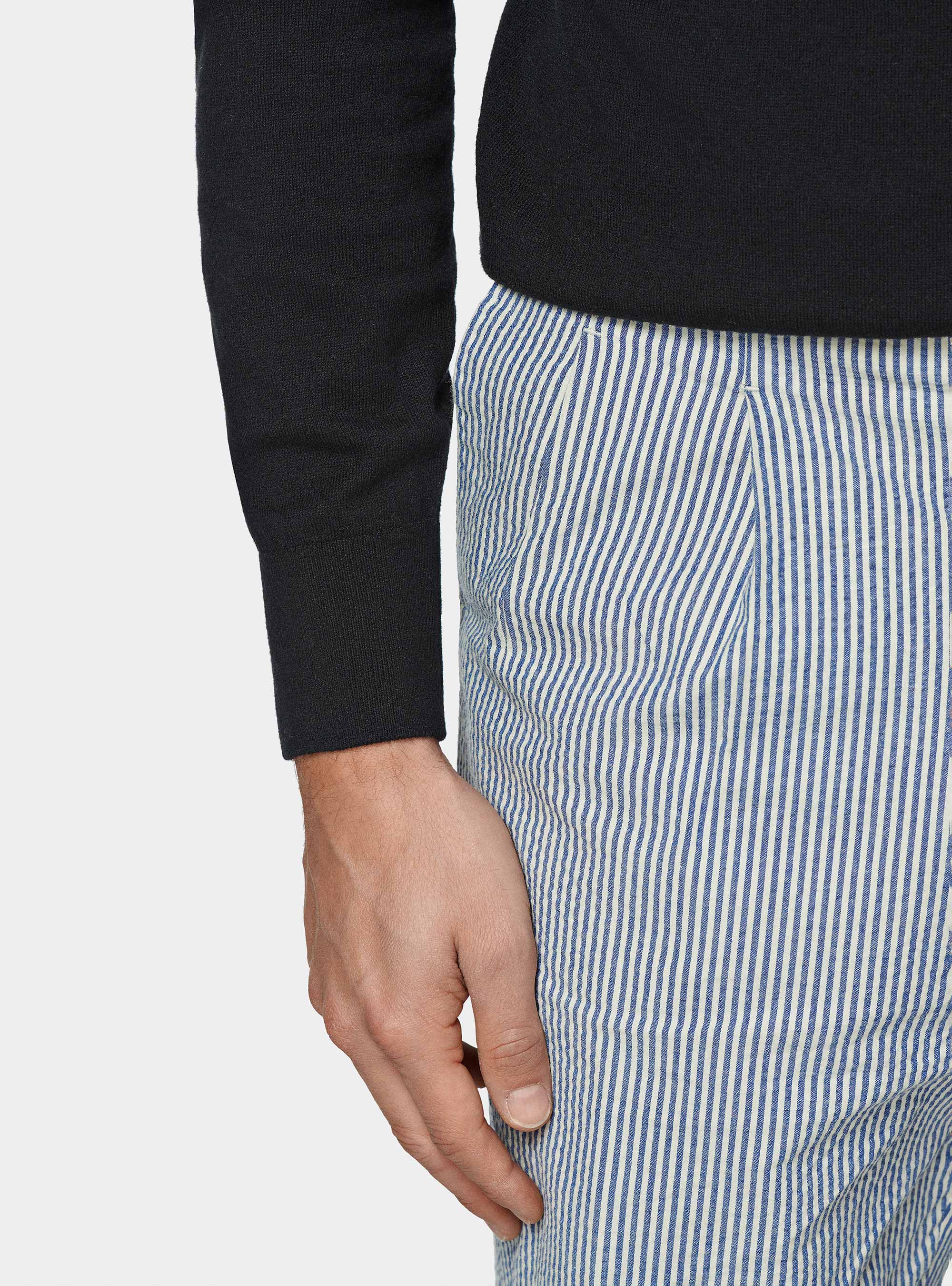 Punto de cuello redondo de algod&oacute;n seda y cachemira, NEGRO