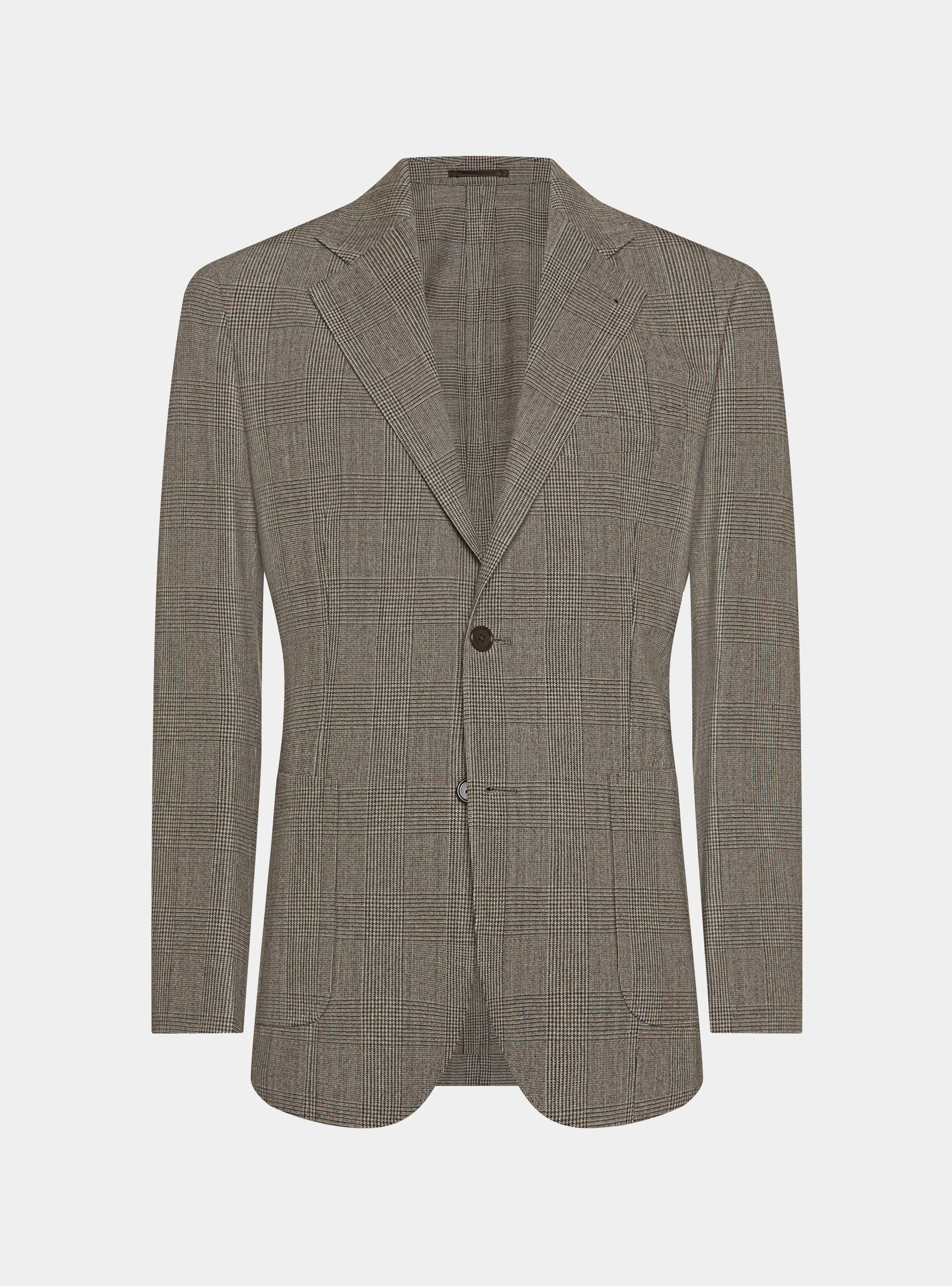Prince of Wales wool and cashmere blazer, BROWN