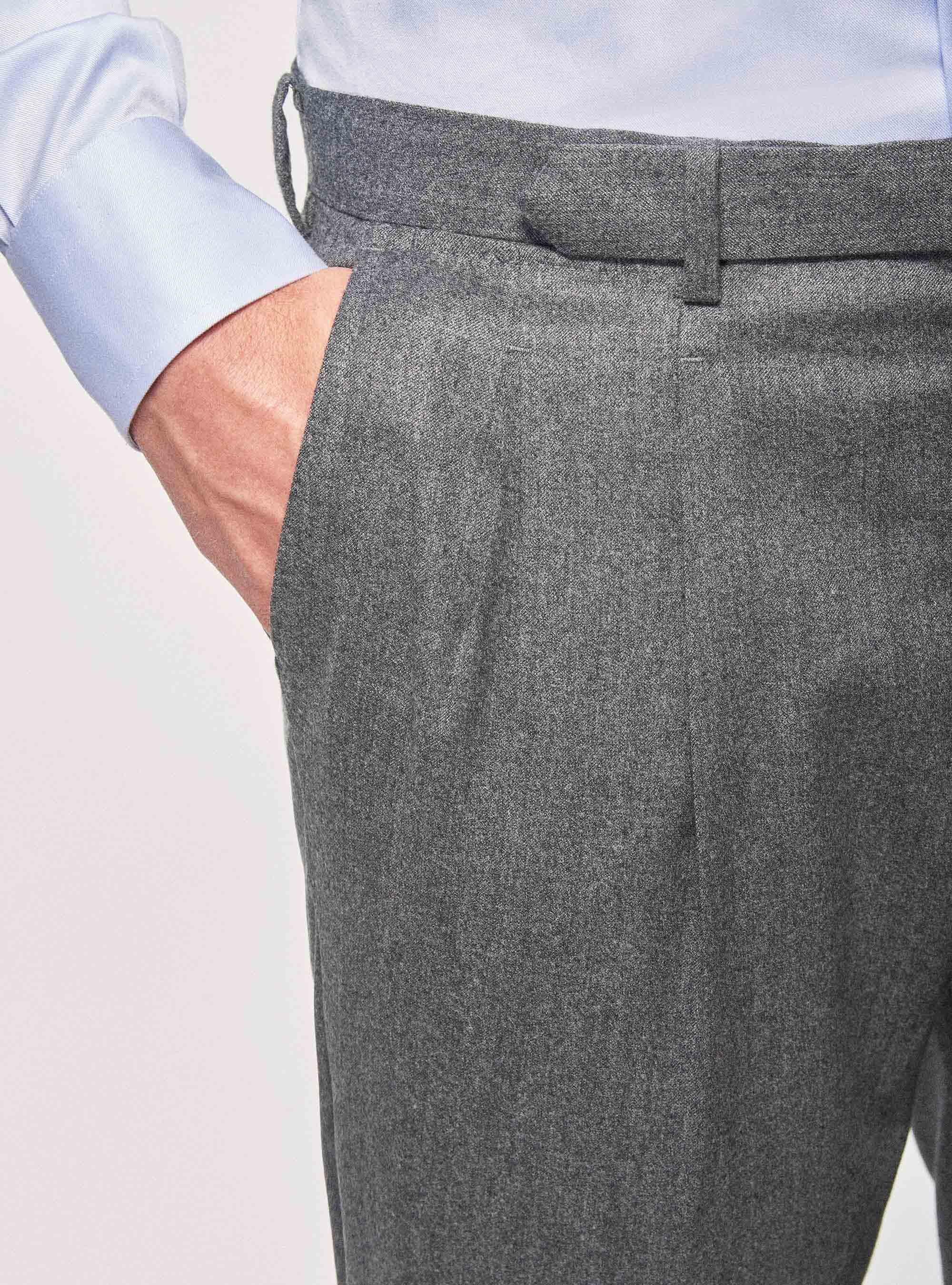 Pantaloni per abito in flanella di lana superfine 120's Vitale Barberis Canonico, GRIGIO CHIARO