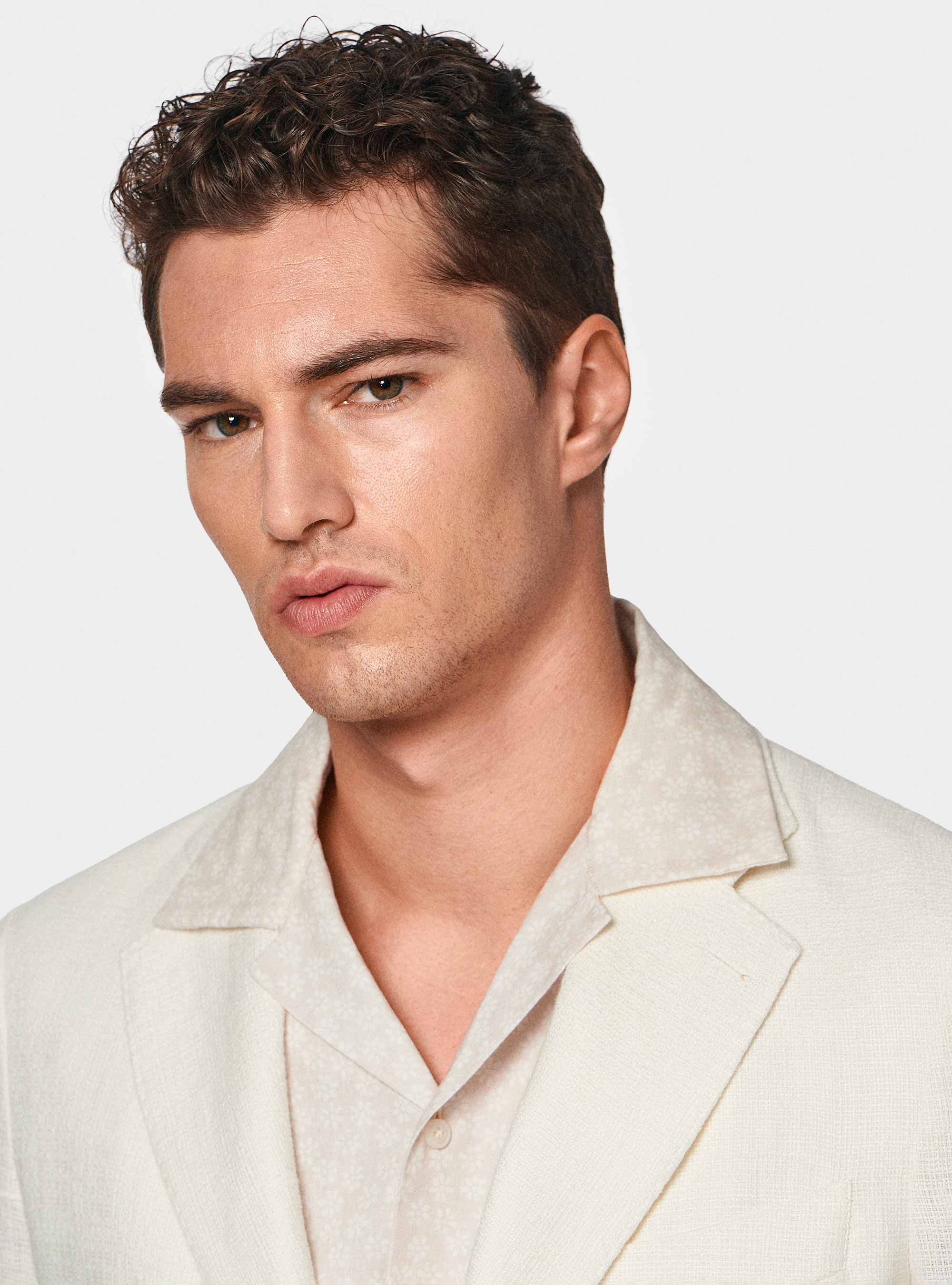 Linen crepe blazer, WHITE