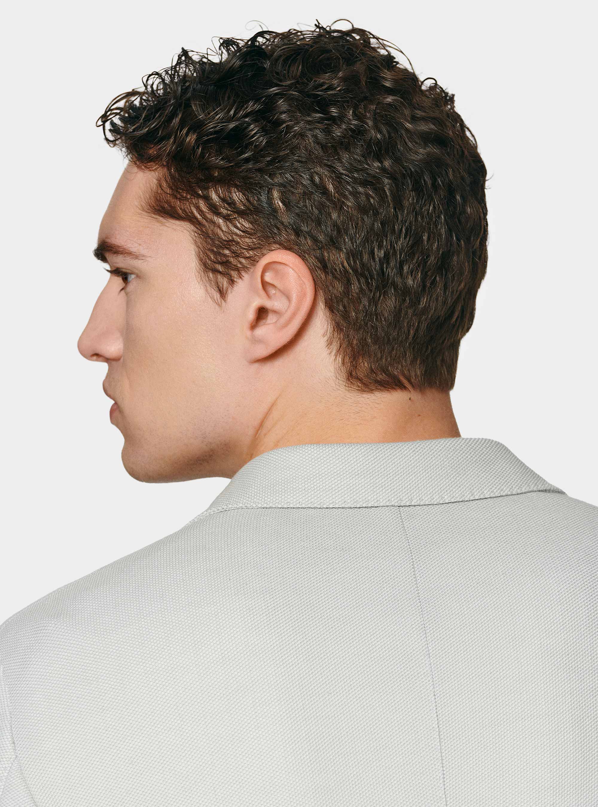 Americana de punto de nido de abeja en mezcla de algodón, GRIGIO CHIARO 0256C