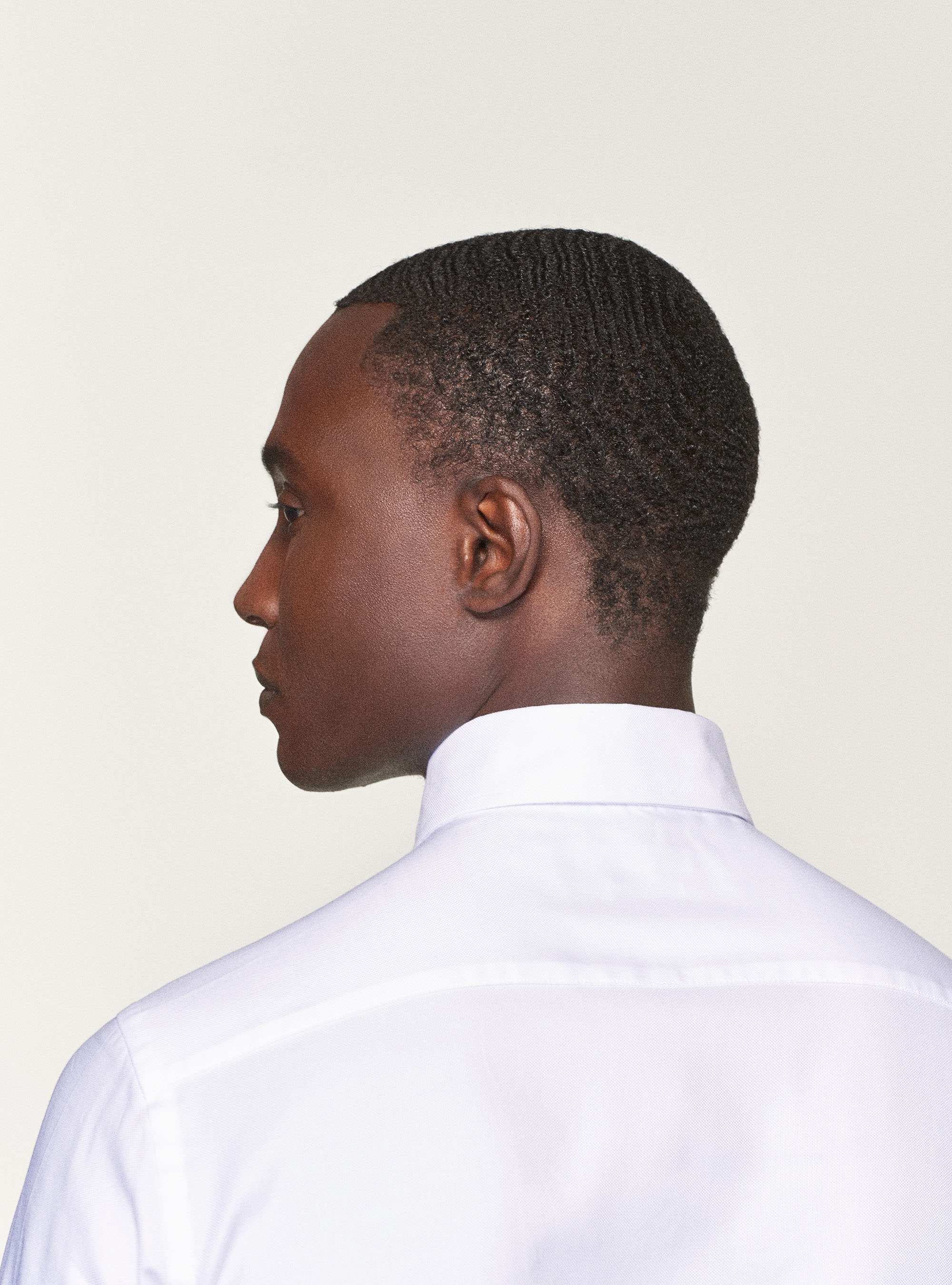 Camicia collo semi francese in oxford di cotone, BIANCO