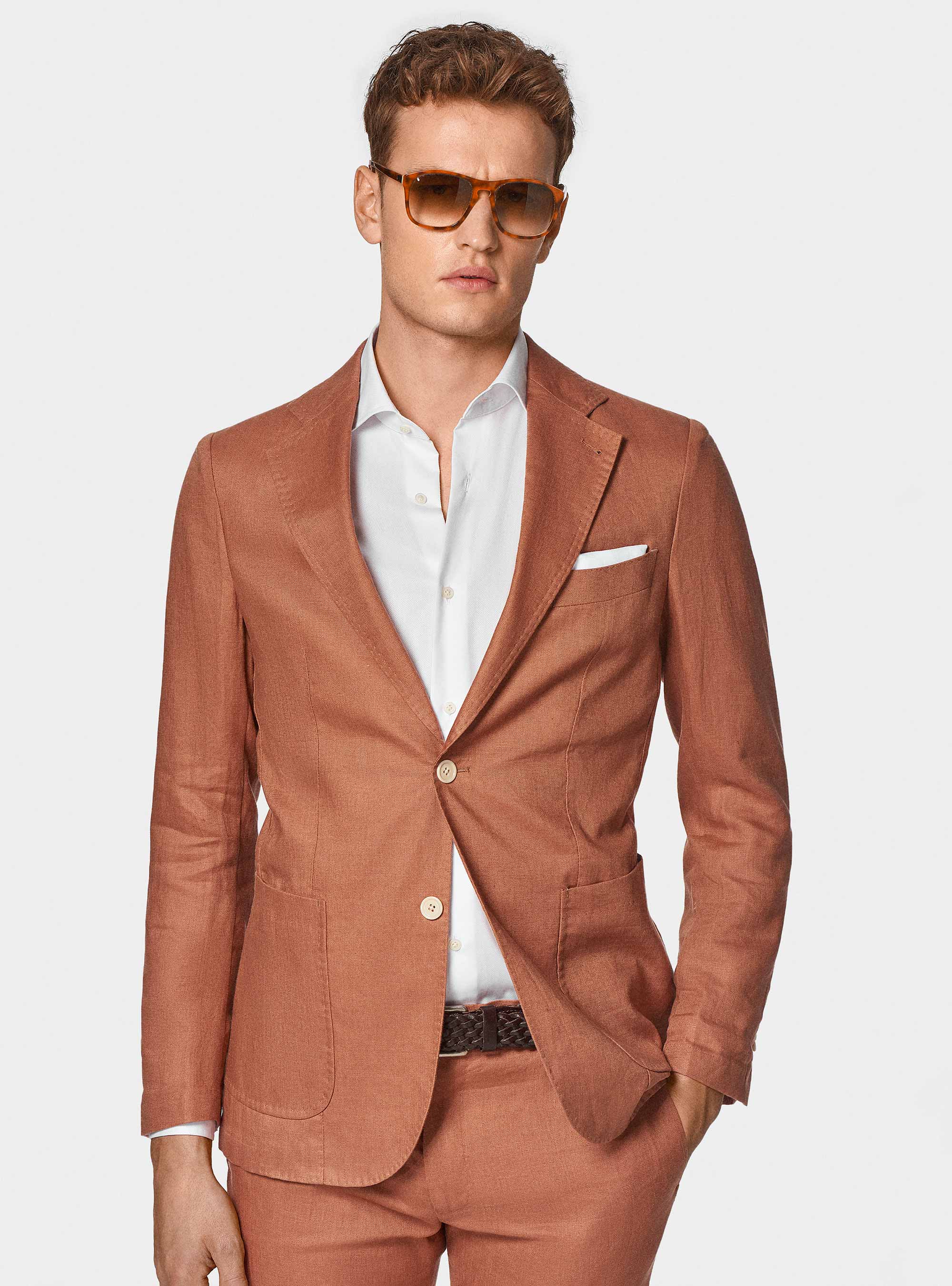 Pure linen suit blazer, ROSA SALMONE 0468C
