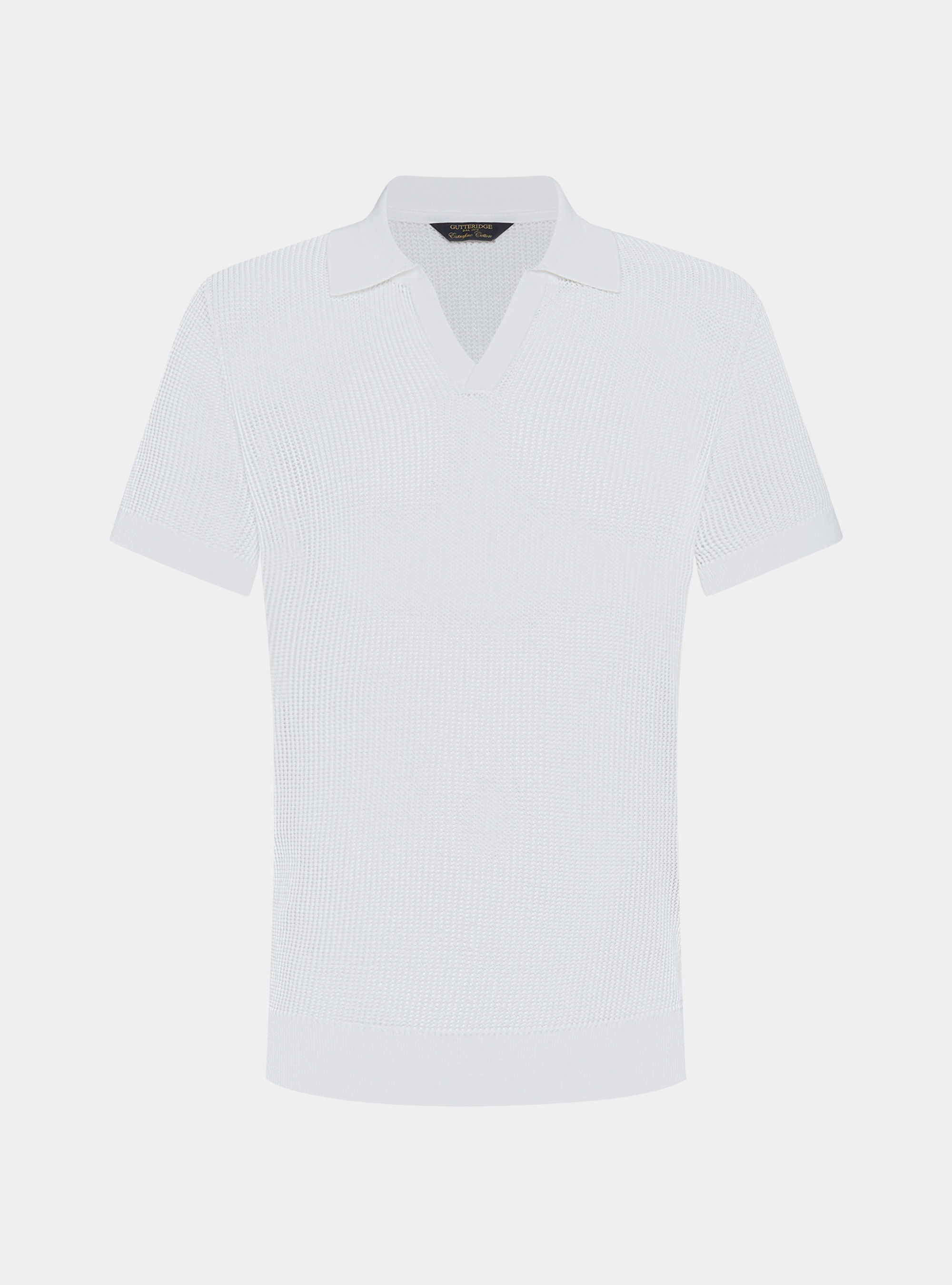 Maglia polo in crochet, BIANCO