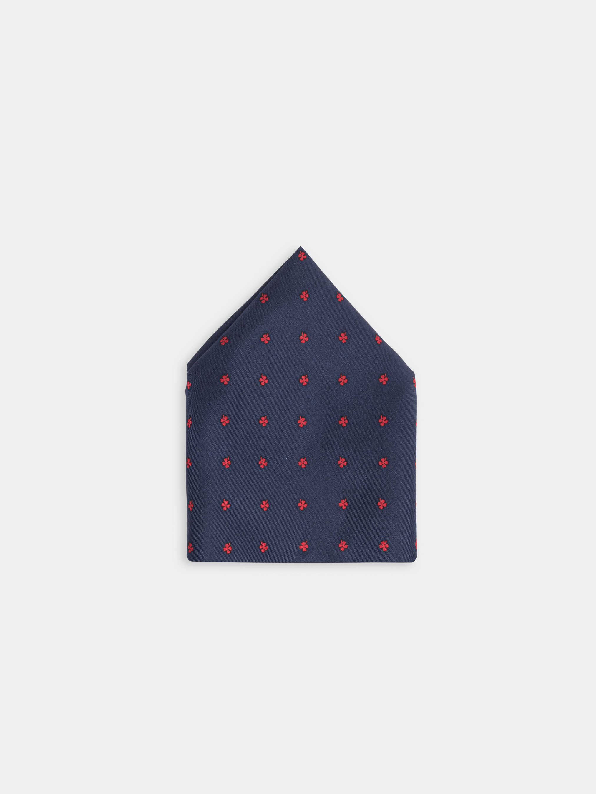 Micro patterned silk pocket square, RED