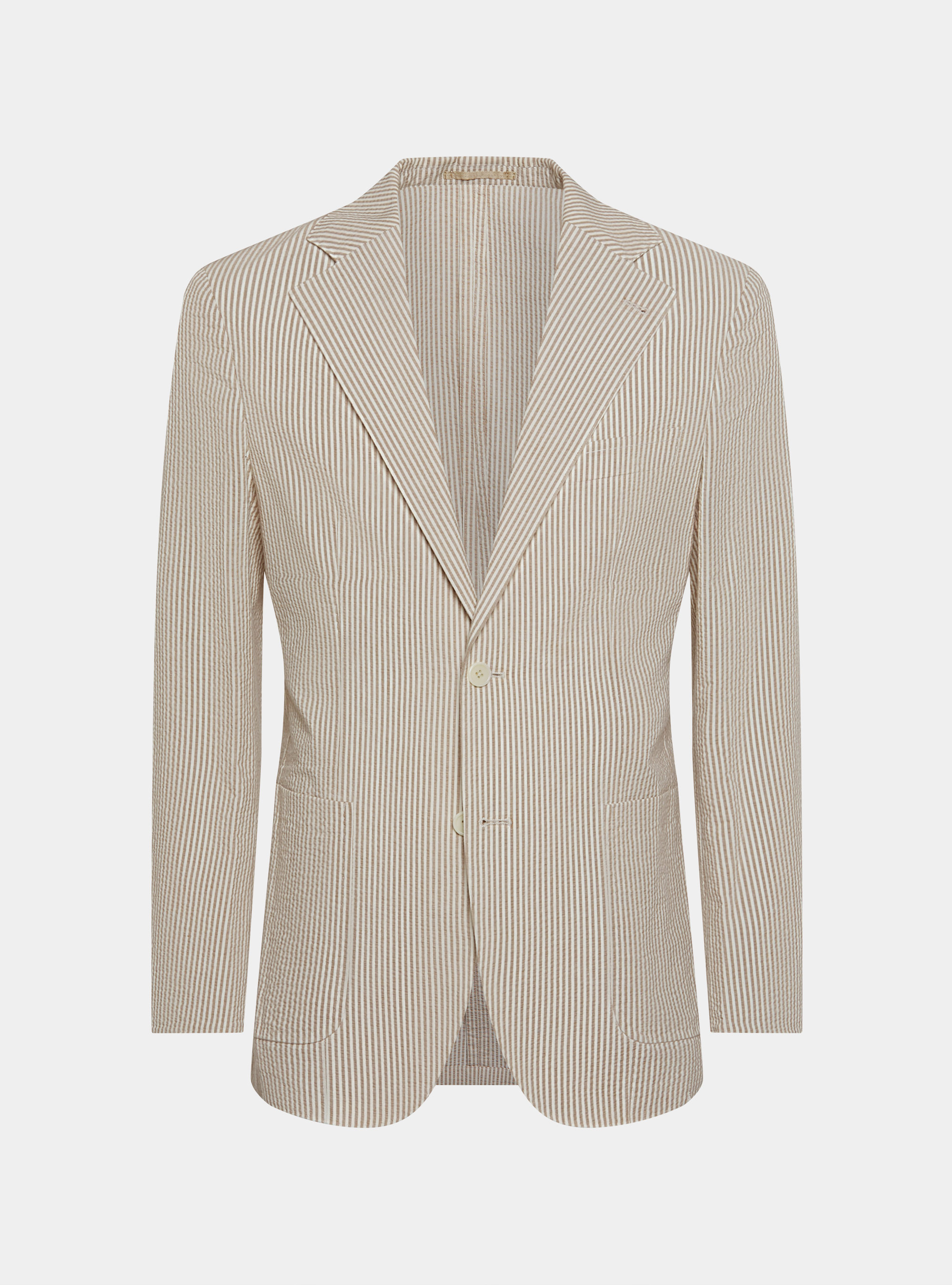 Giacca rigata in cotone seersucker, SABBIA