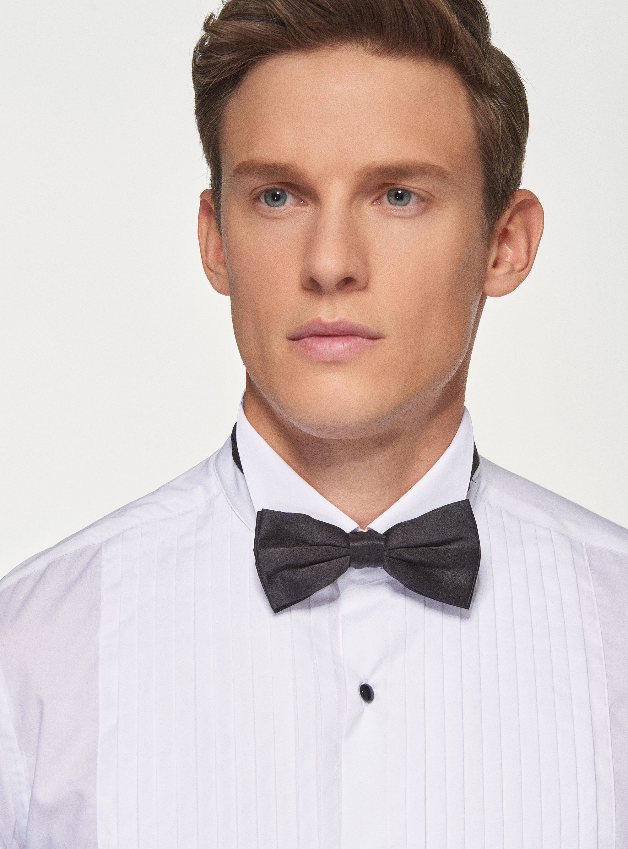 Camicia da smoking bianca con collo diplomatico, BIANCO
