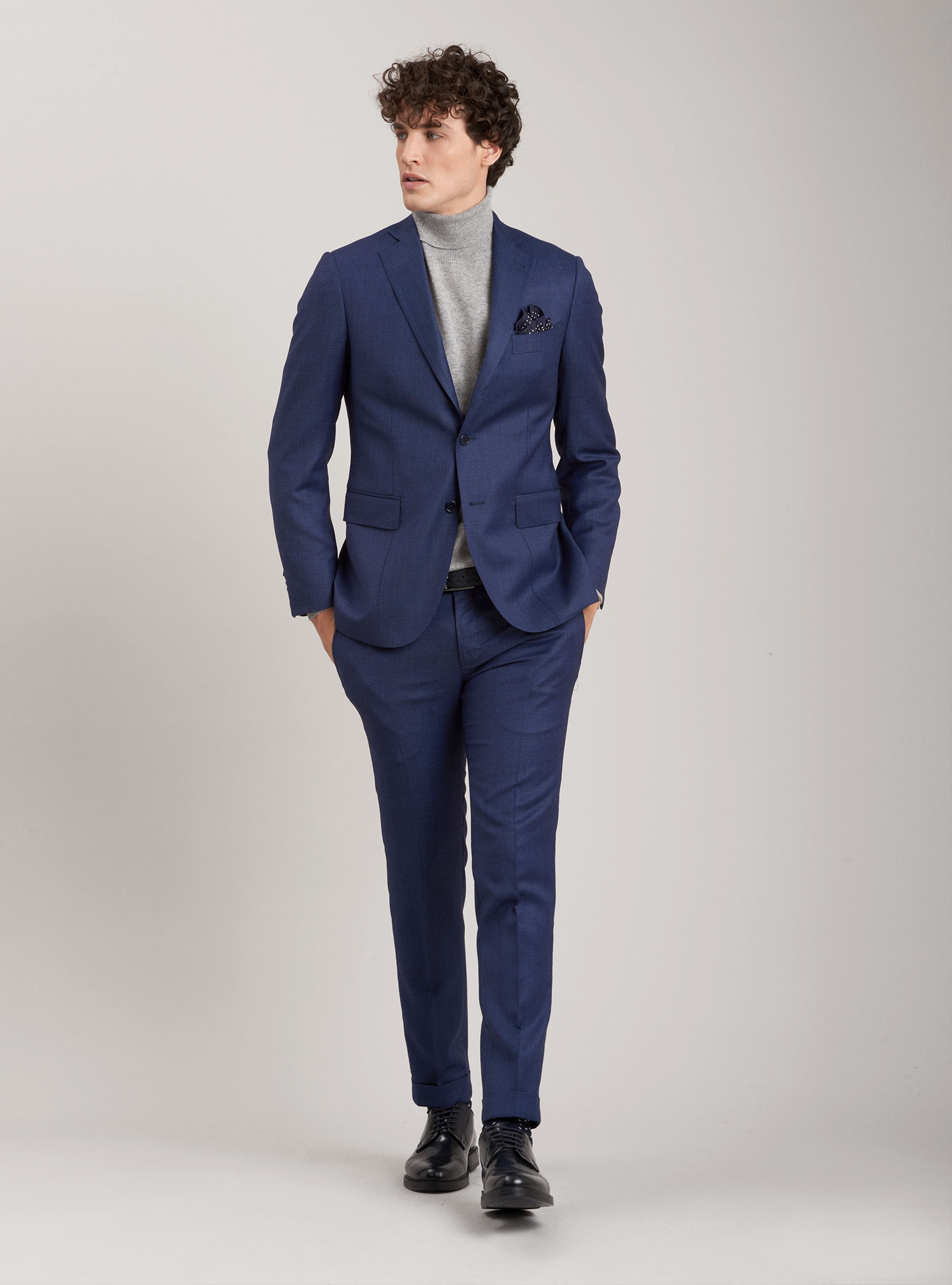 Pure wool partridge eye suit trousers in pure wool, BLUE