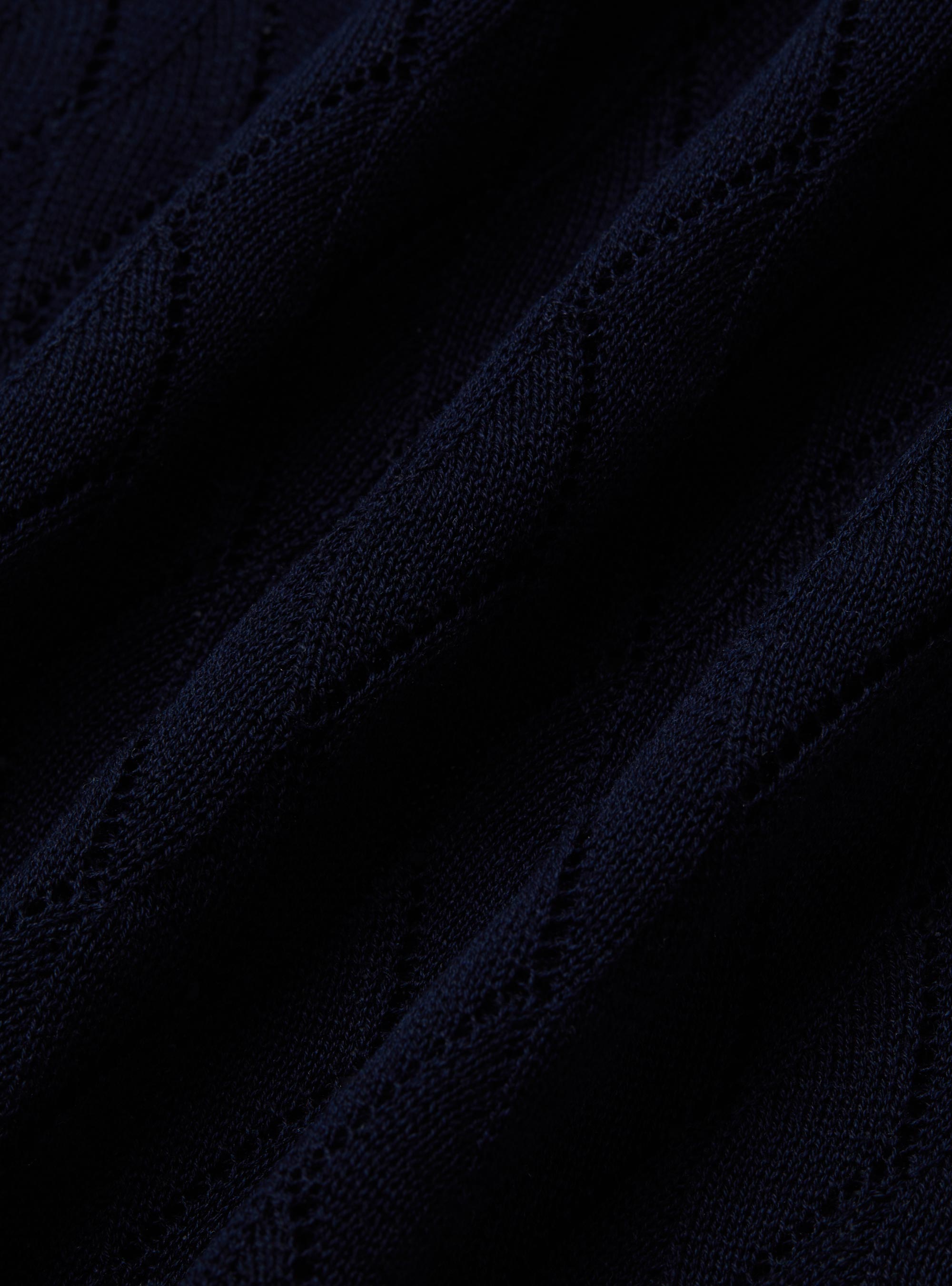 Polo in maglia traforata senza bottoni in cotone e seta, BLU NAVY